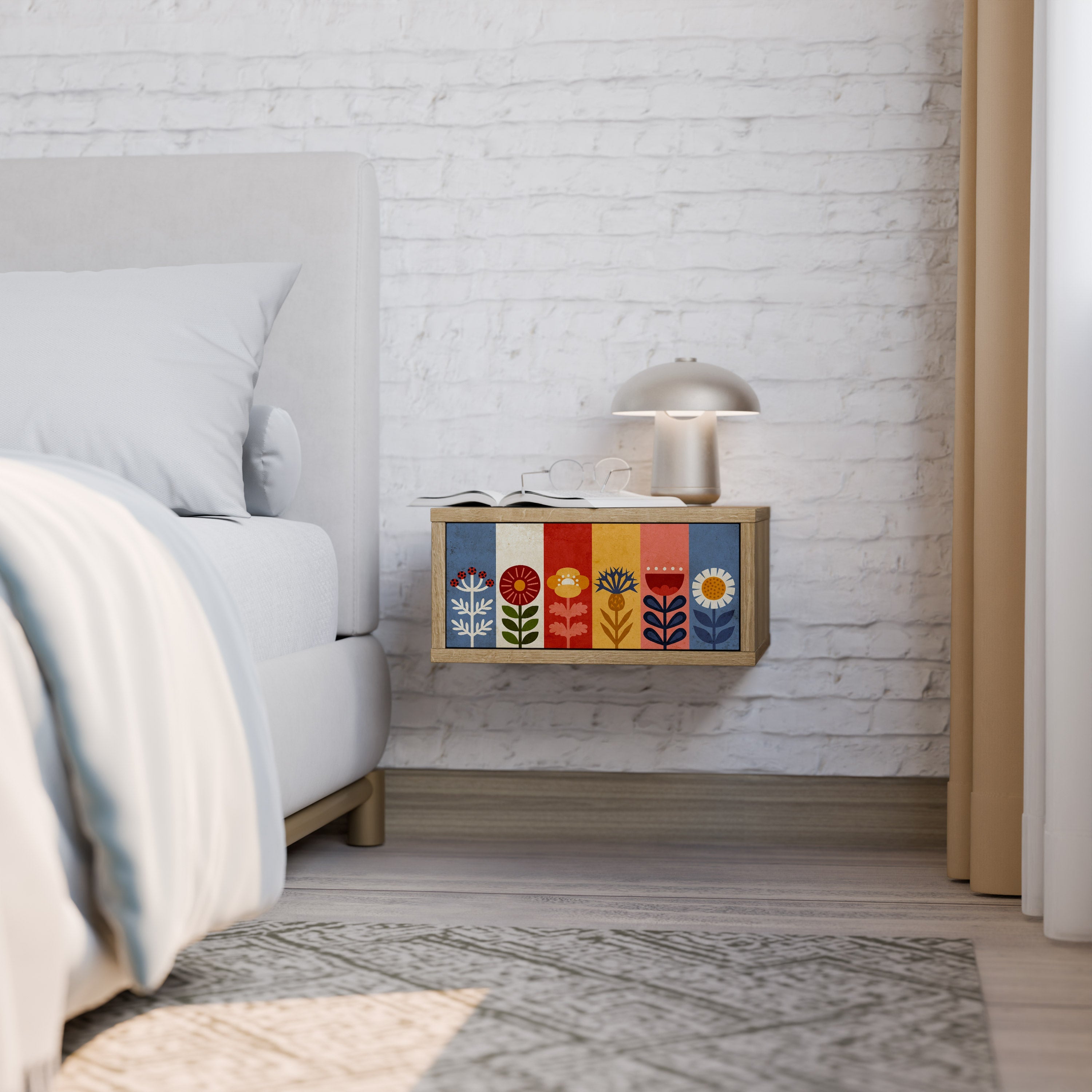 SCANDIC FLOWERET Nachttisch in Eichenoptik