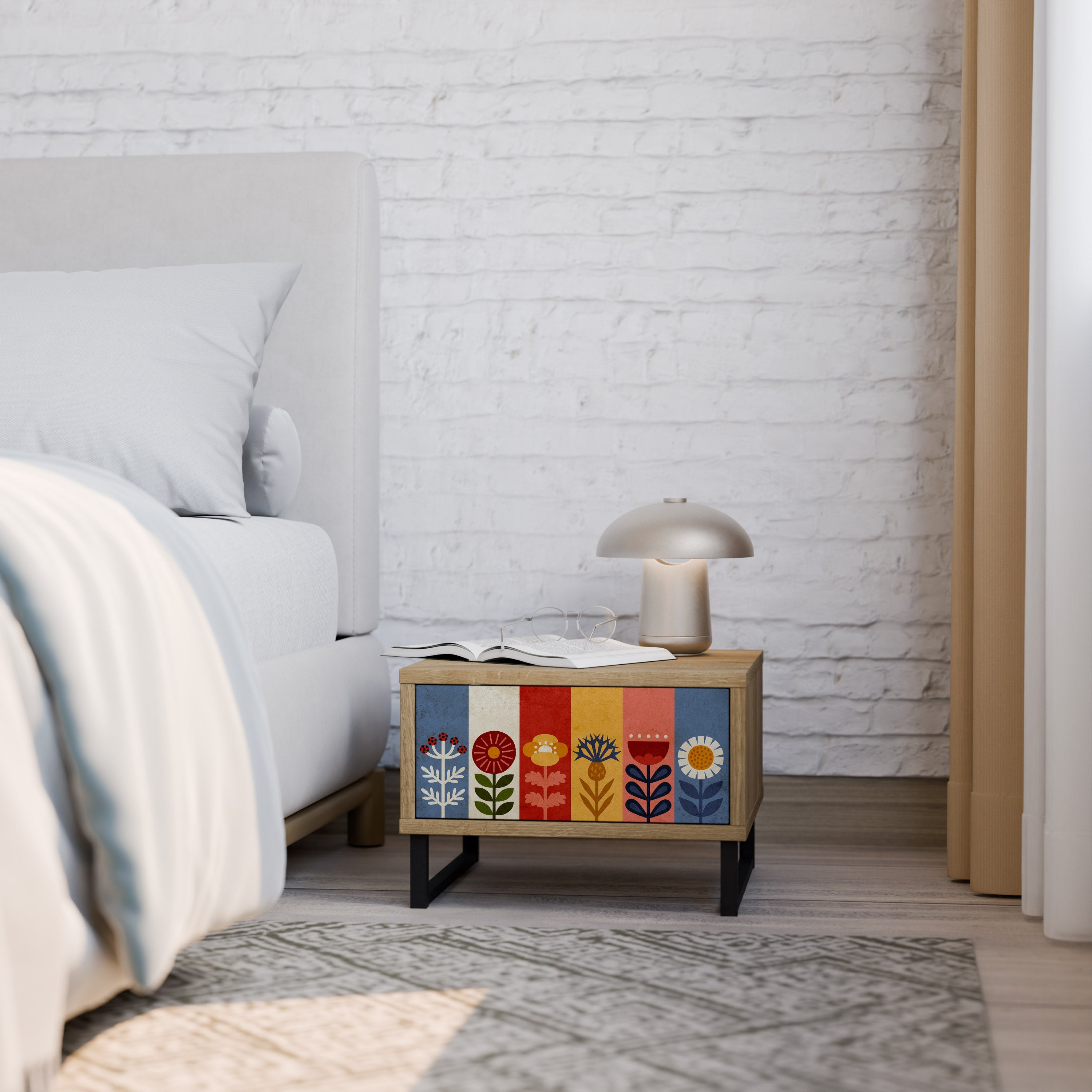 SCANDIC FLOWERET Nachttisch in Eichenoptik