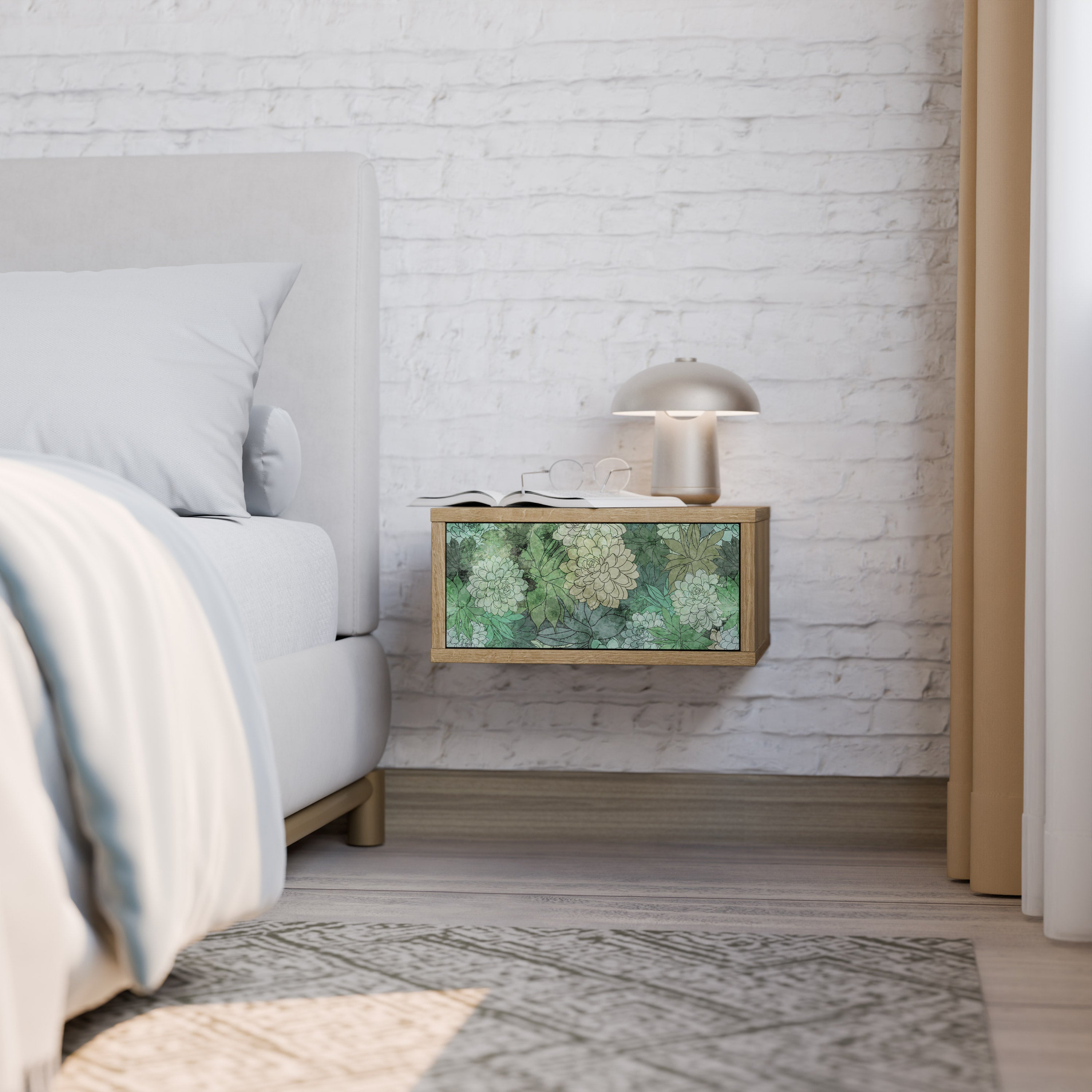SUCCULENT CLUSTER Nachttisch in Eichenoptik