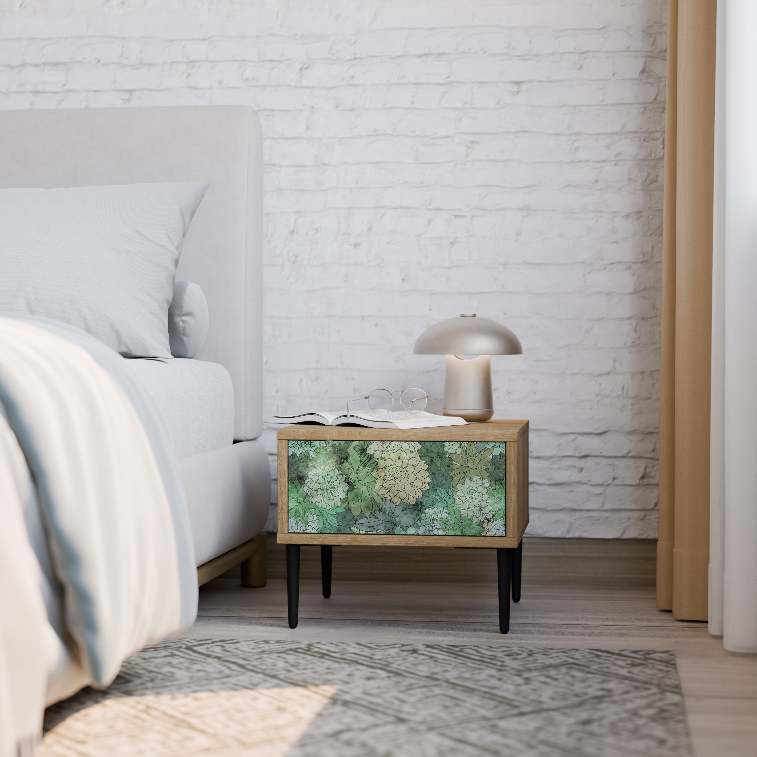 SUCCULENT CLUSTER Nachttisch in Eichenoptik