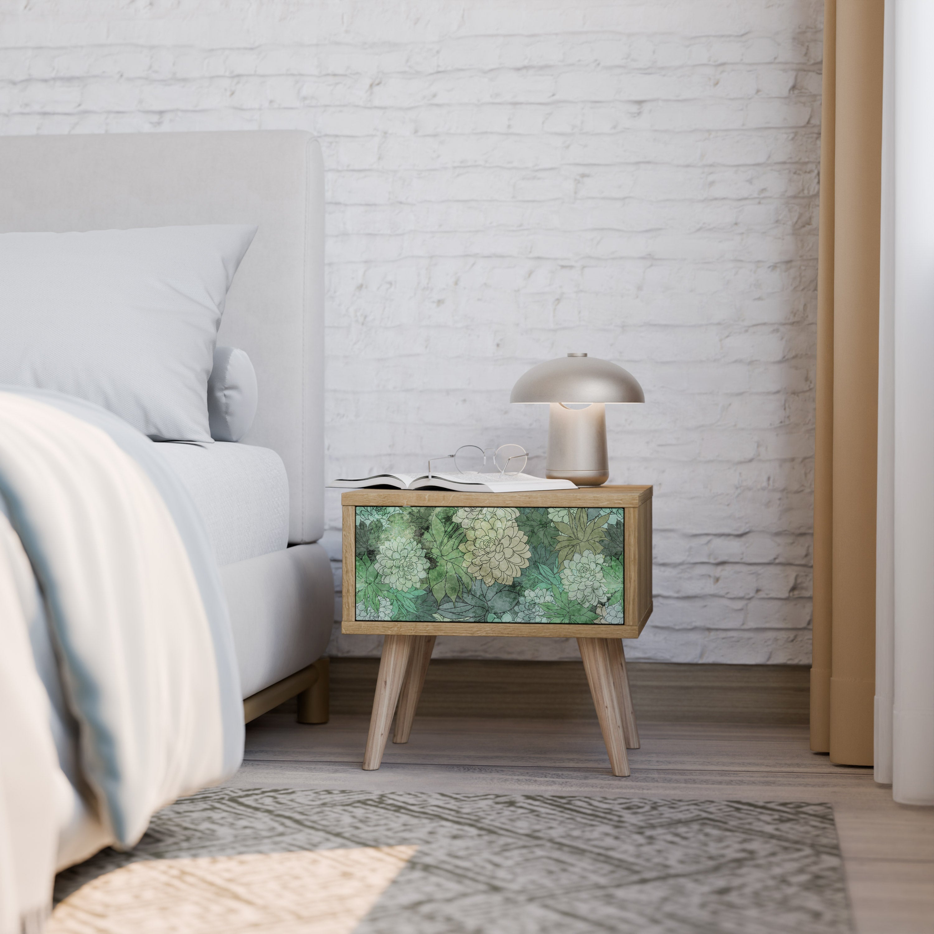 SUCCULENT CLUSTER Nachttisch in Eichenoptik