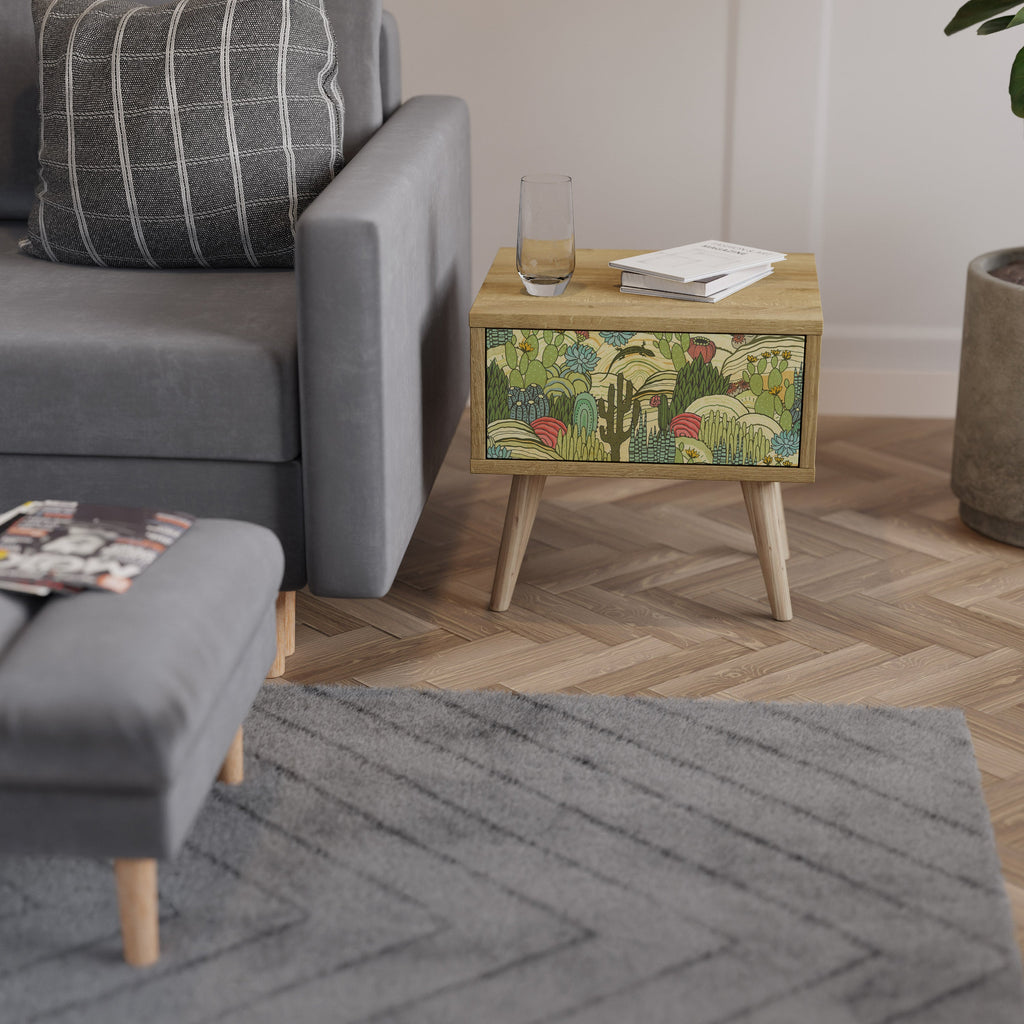SUCCULENTS KALEIDOSCOPE Nachttisch in Eichenoptik