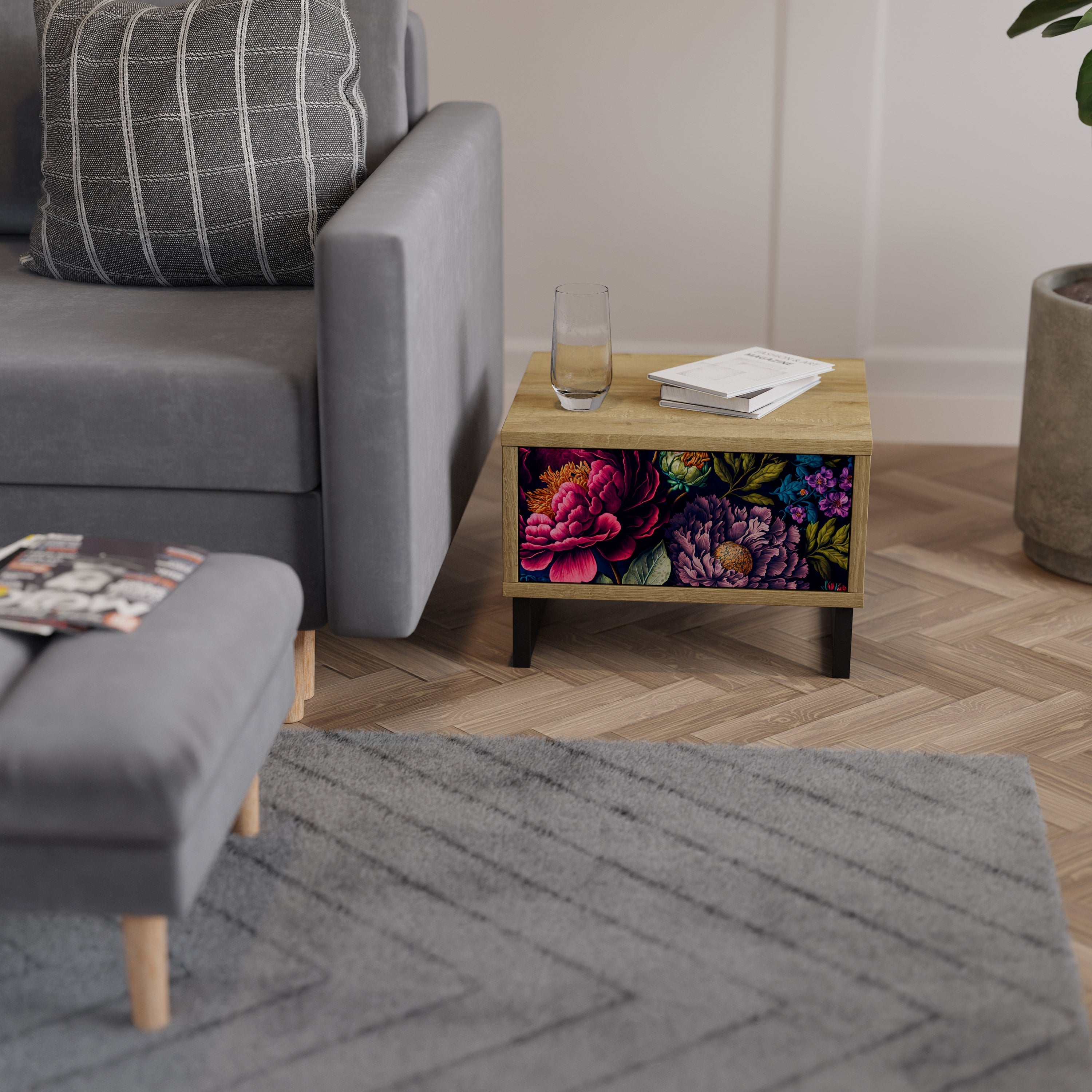 BLOOMING ELEGANCE Nachttisch in Eichenoptik
