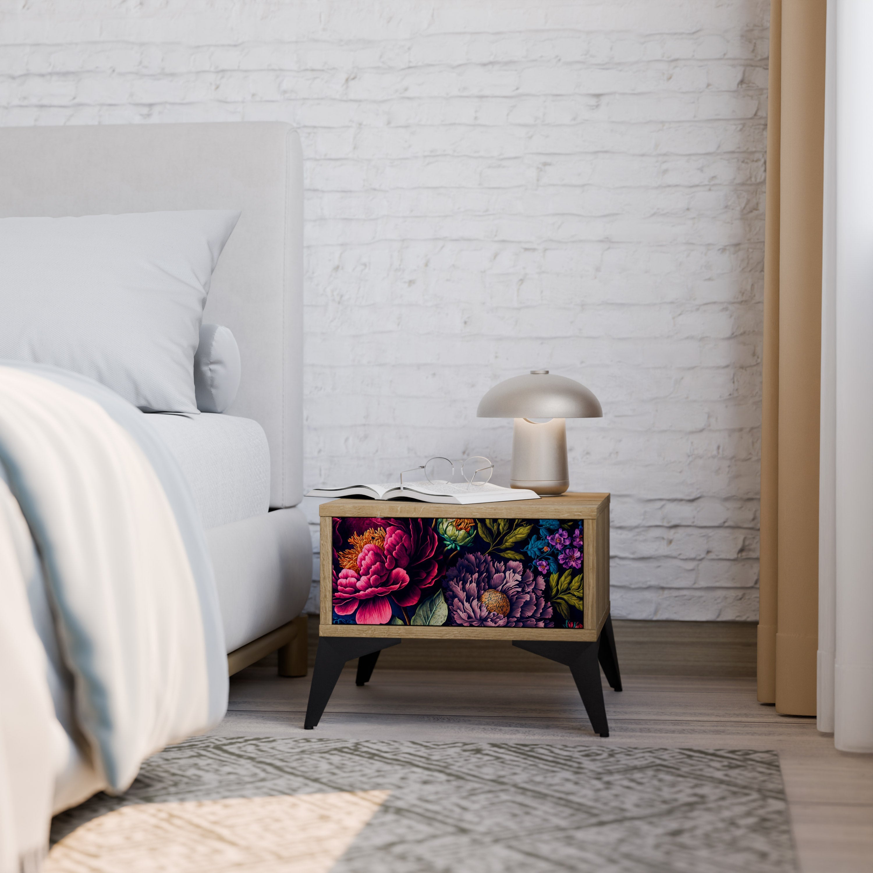 BLOOMING ELEGANCE Nachttisch in Eichenoptik