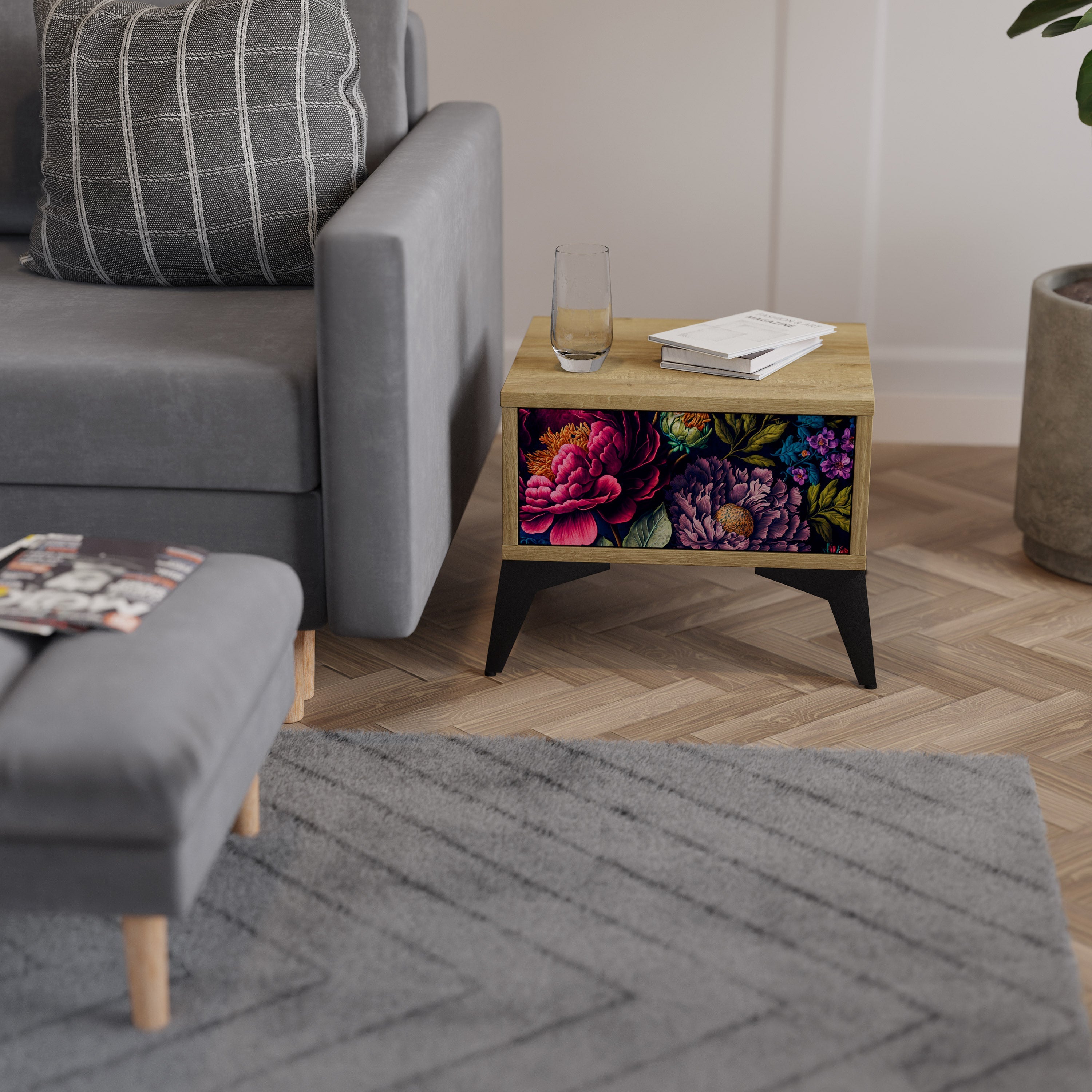 BLOOMING ELEGANCE Nachttisch in Eichenoptik