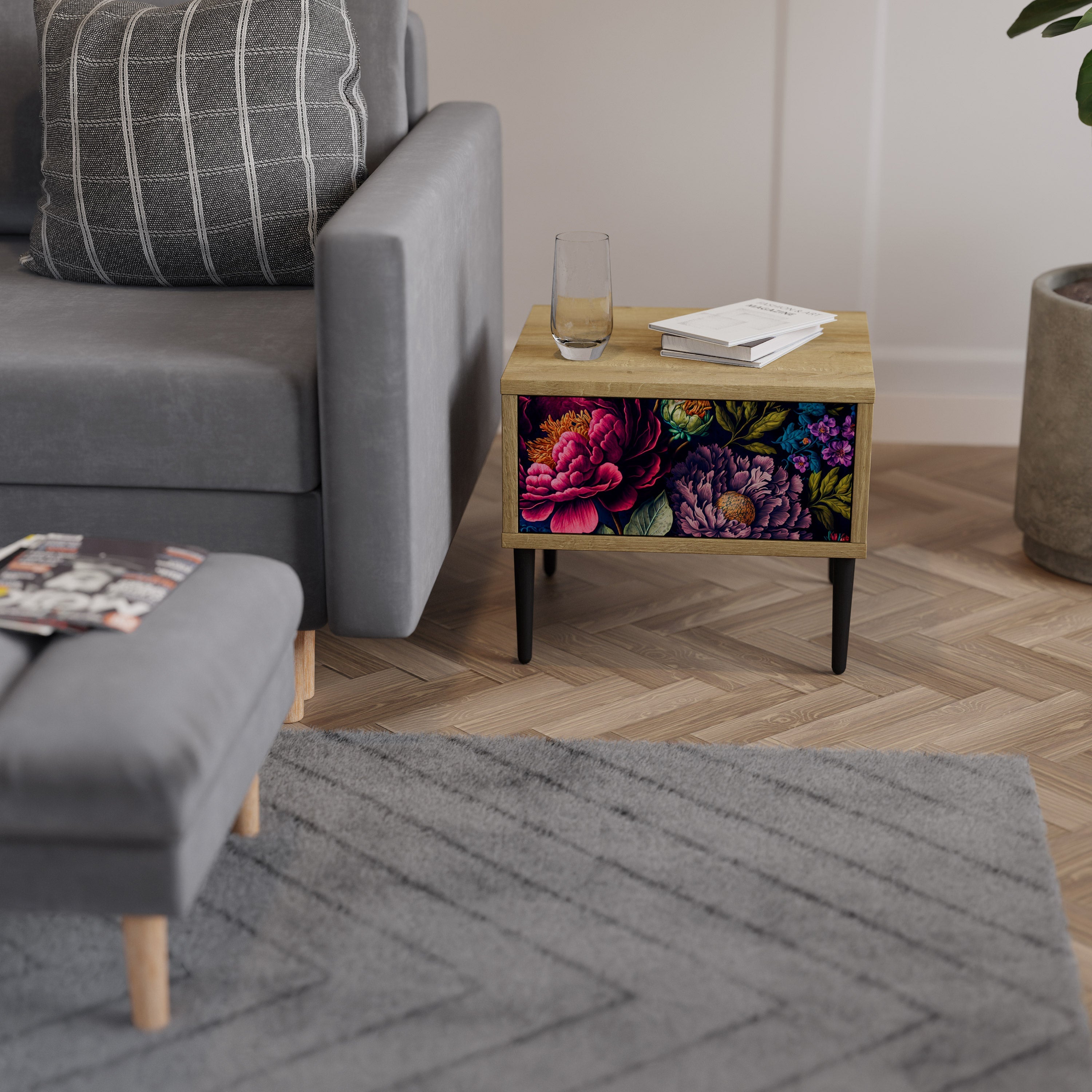 BLOOMING ELEGANCE Nachttisch in Eichenoptik