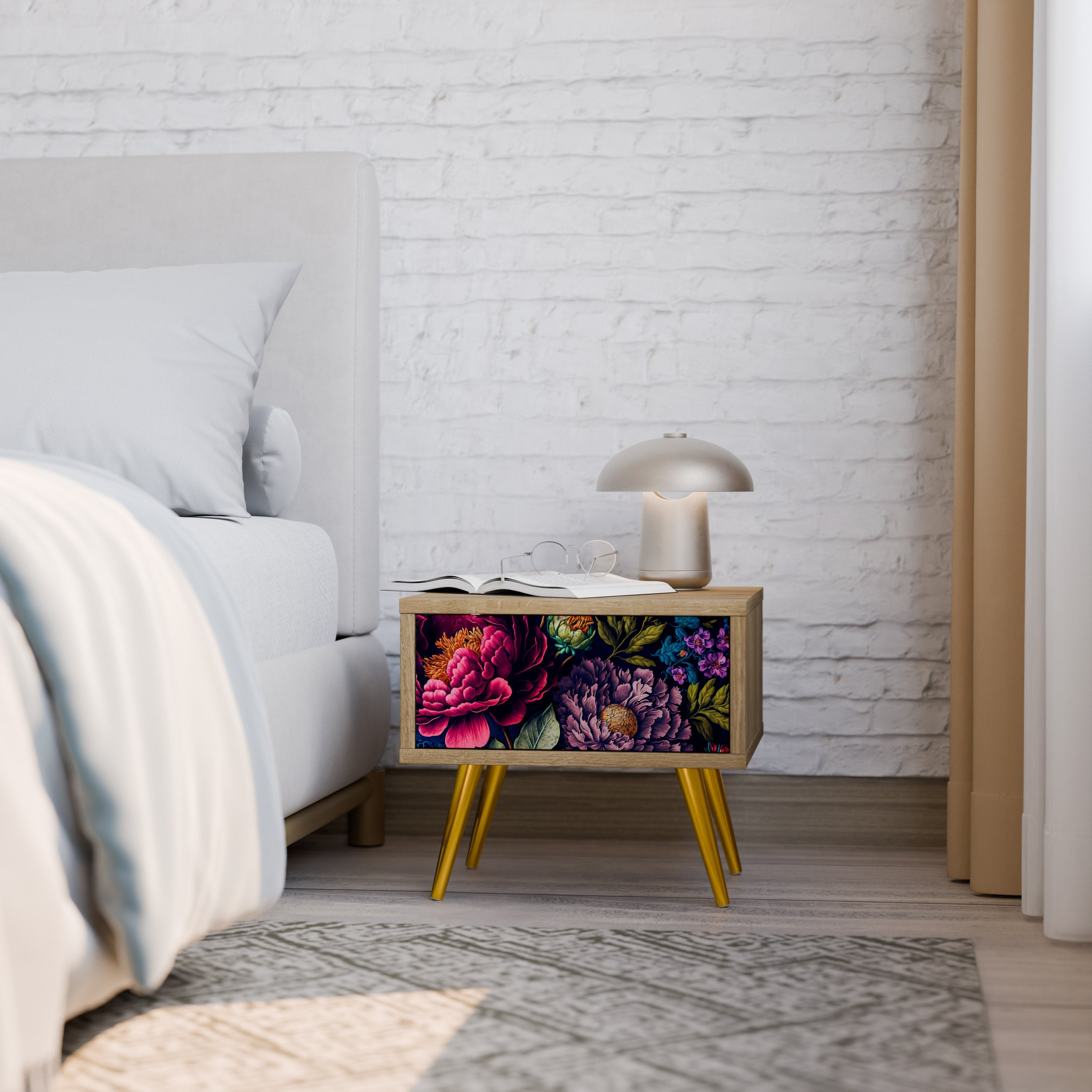 BLOOMING ELEGANCE Nachttisch in Eichenoptik