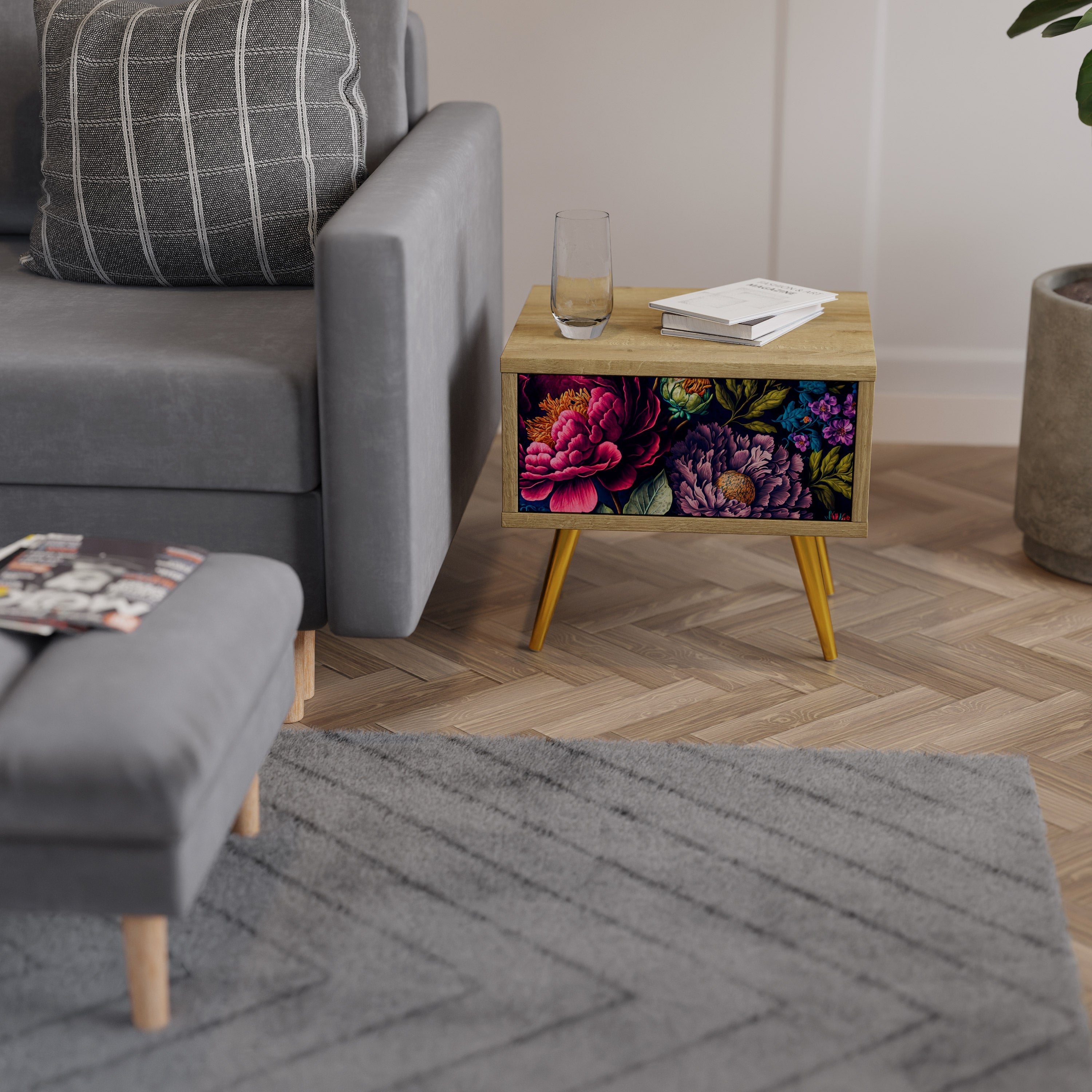 BLOOMING ELEGANCE Nachttisch in Eichenoptik