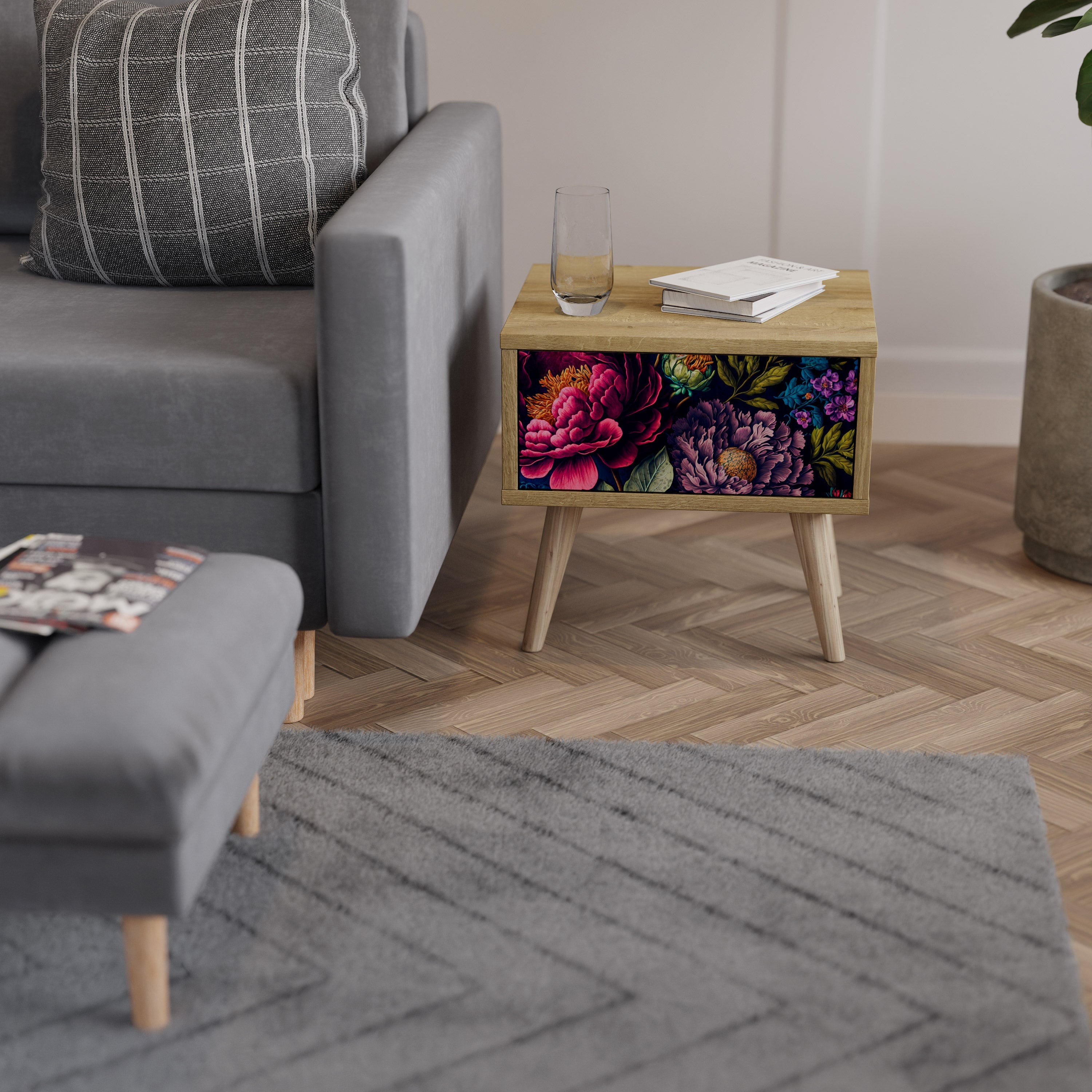 BLOOMING ELEGANCE Nachttisch in Eichenoptik