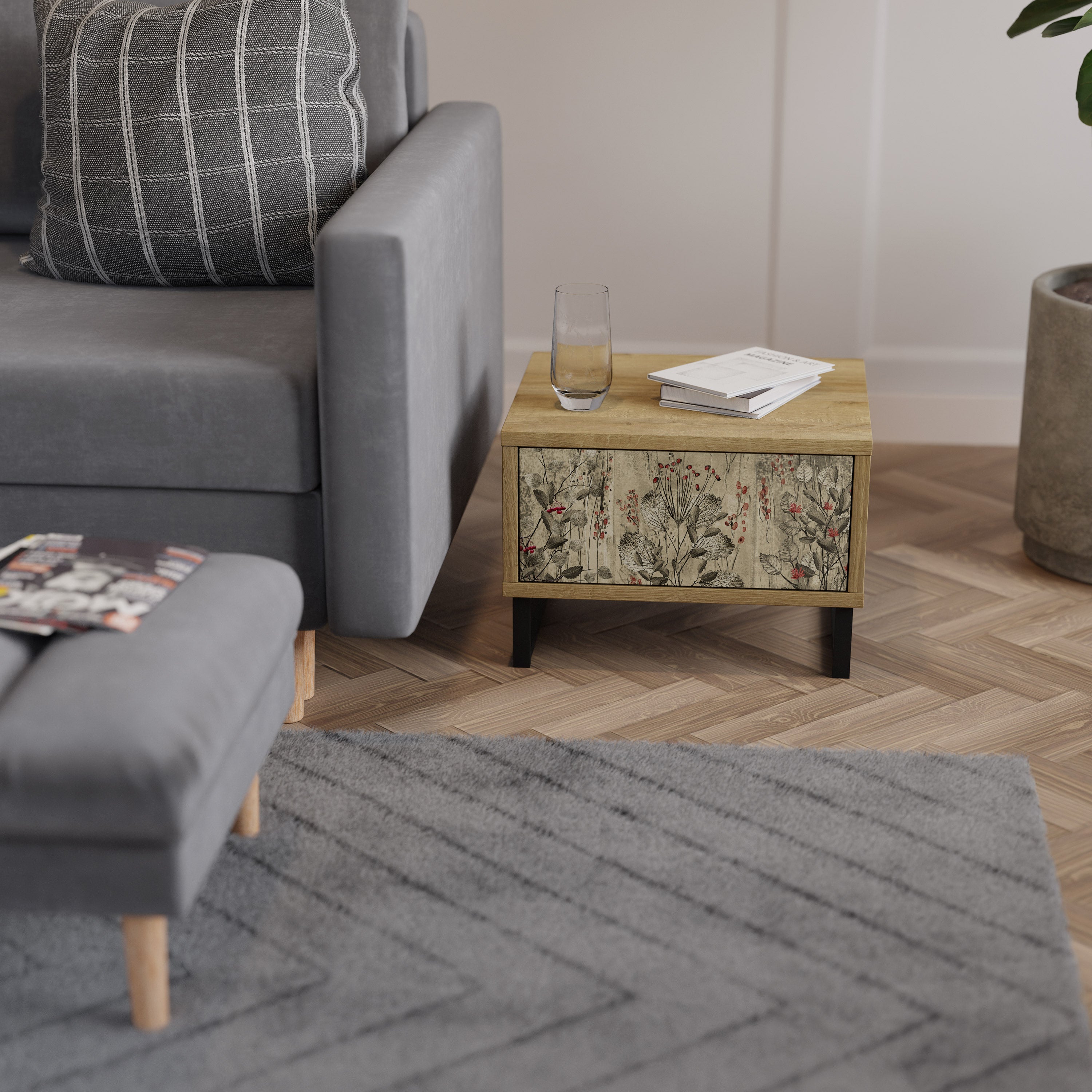 HERBAL GRACE Nachttisch in Eichenoptik