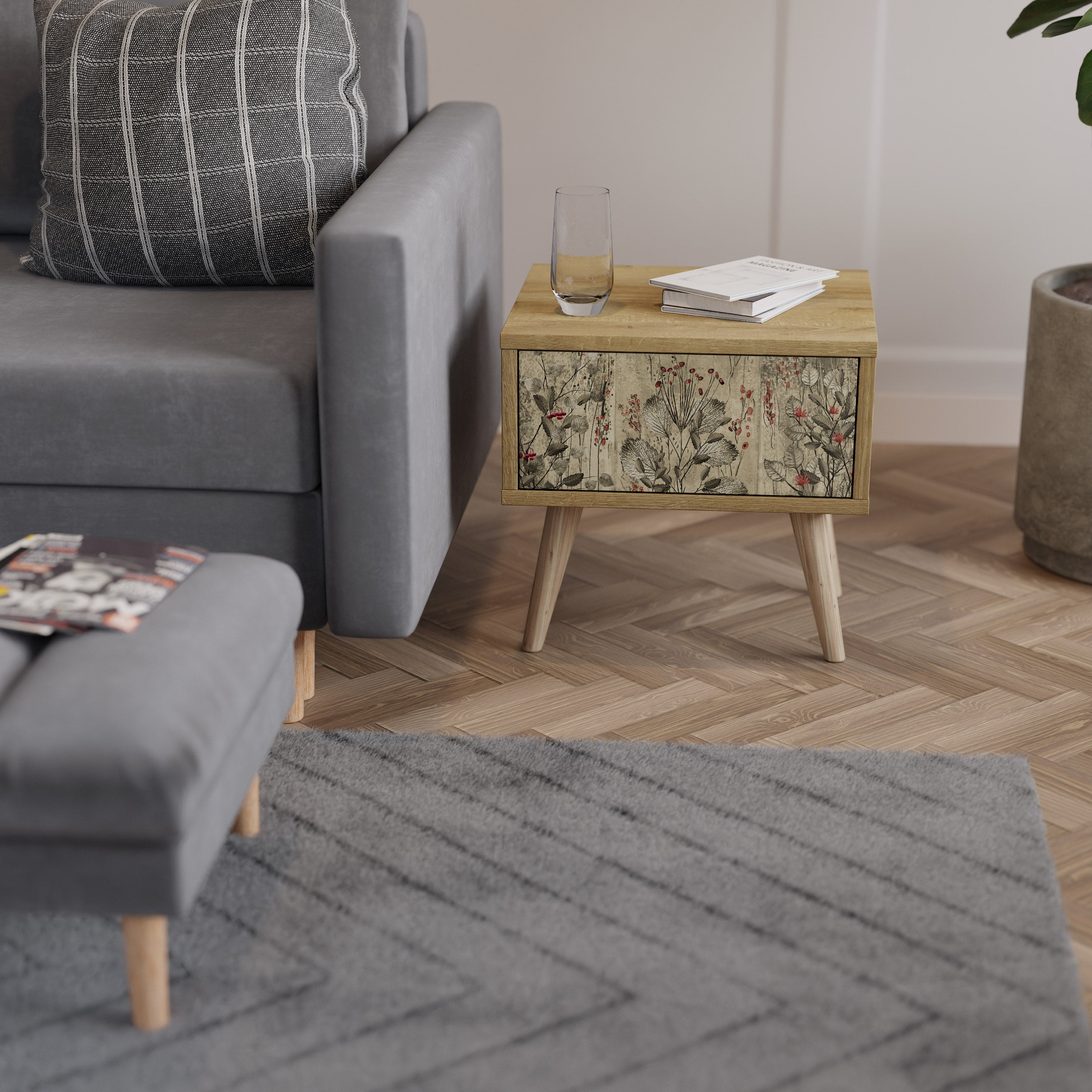 HERBAL GRACE Nachttisch in Eichenoptik