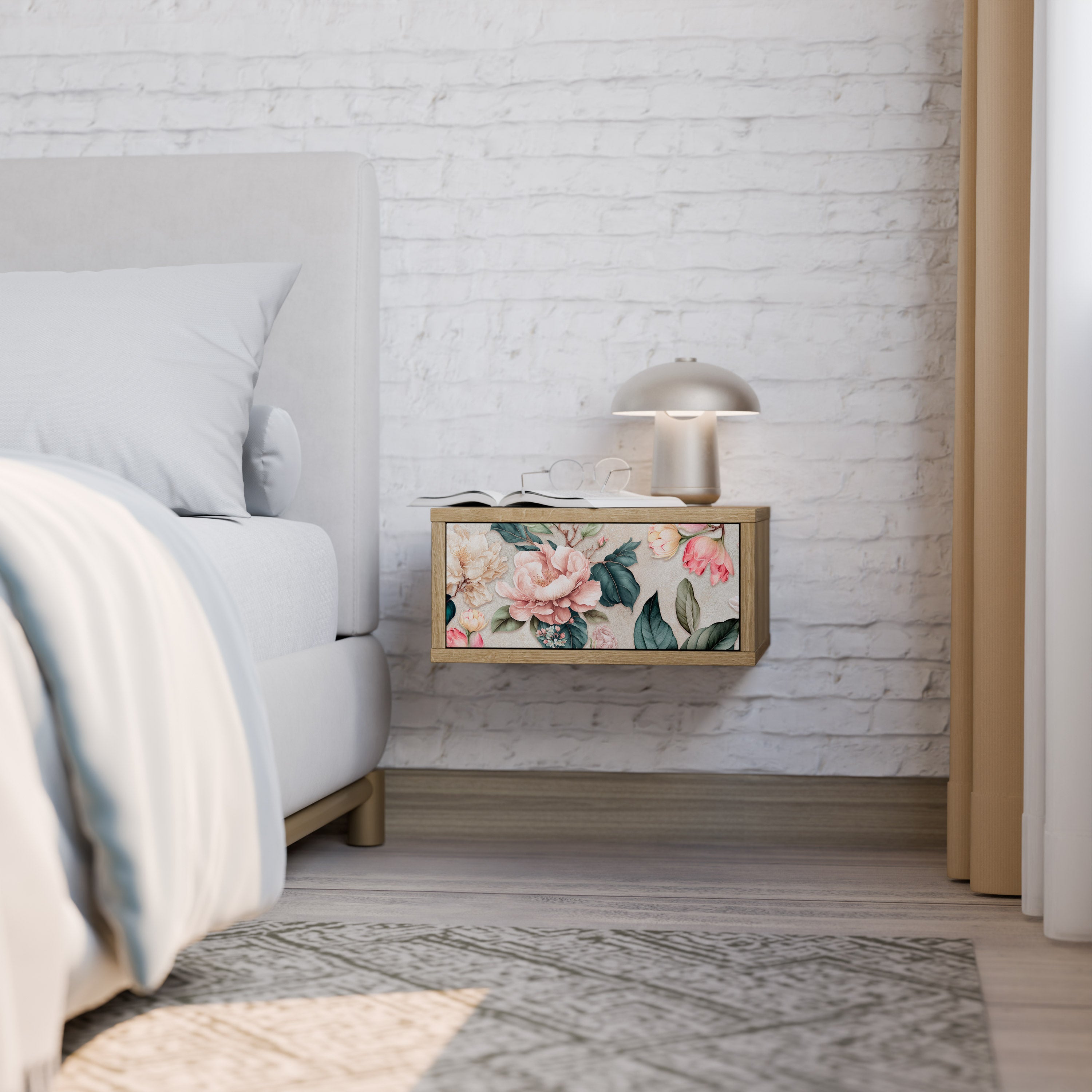 FLORAL GRACE Nachttisch in Eichenoptik