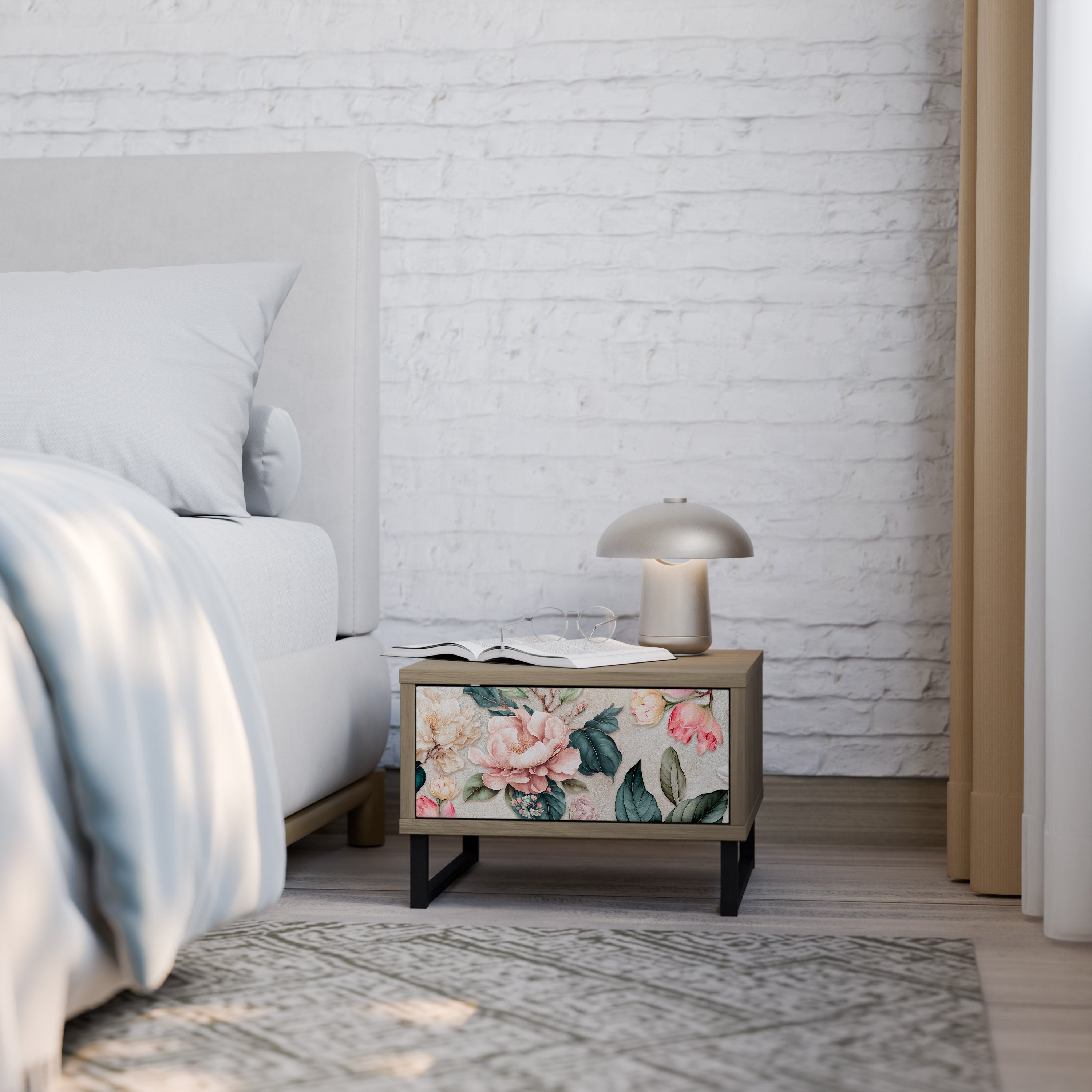 FLORAL GRACE Nachttisch in Eichenoptik