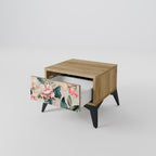 FLORAL GRACE Nightstand in Oak Effect