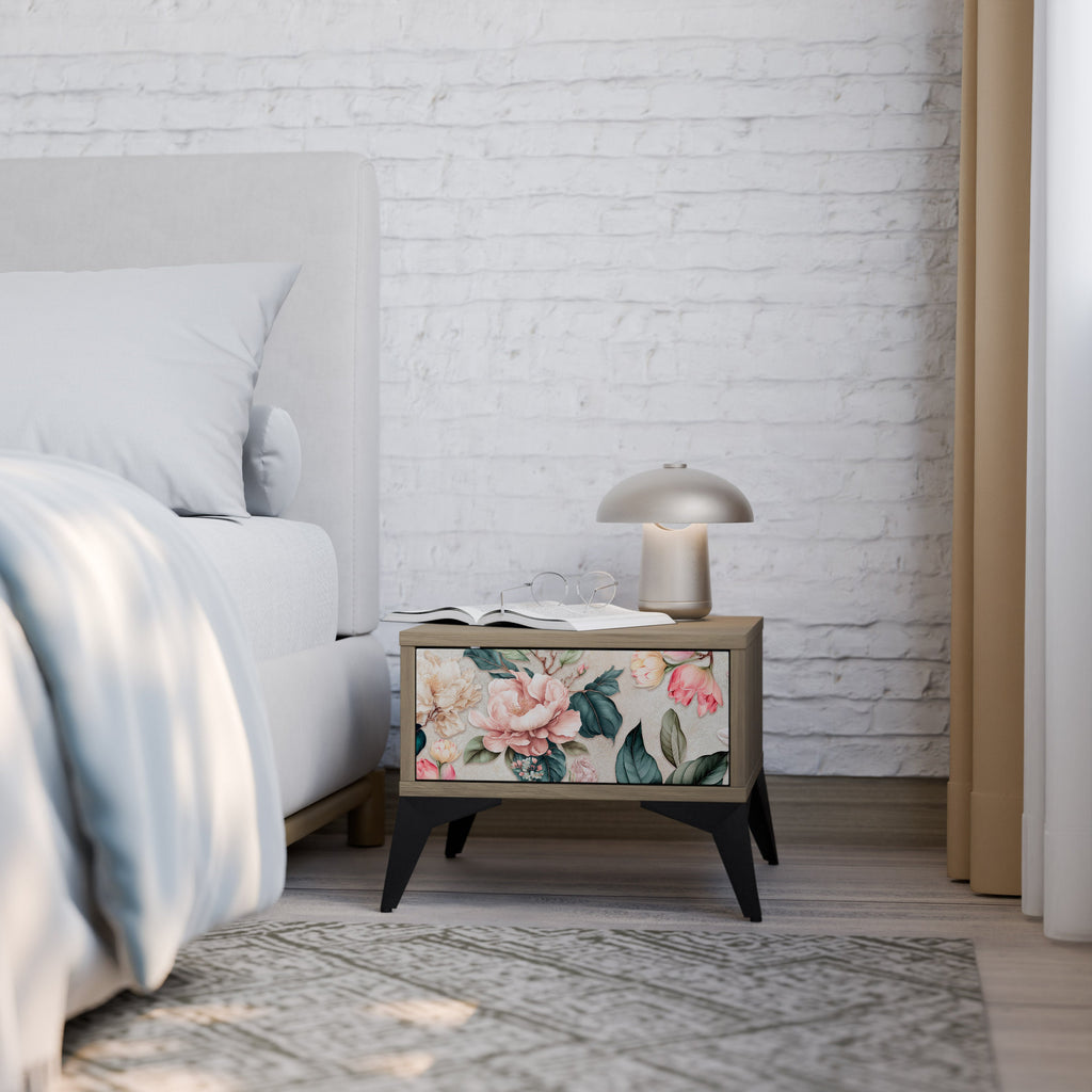 FLORAL GRACE Nachttisch in Eichenoptik