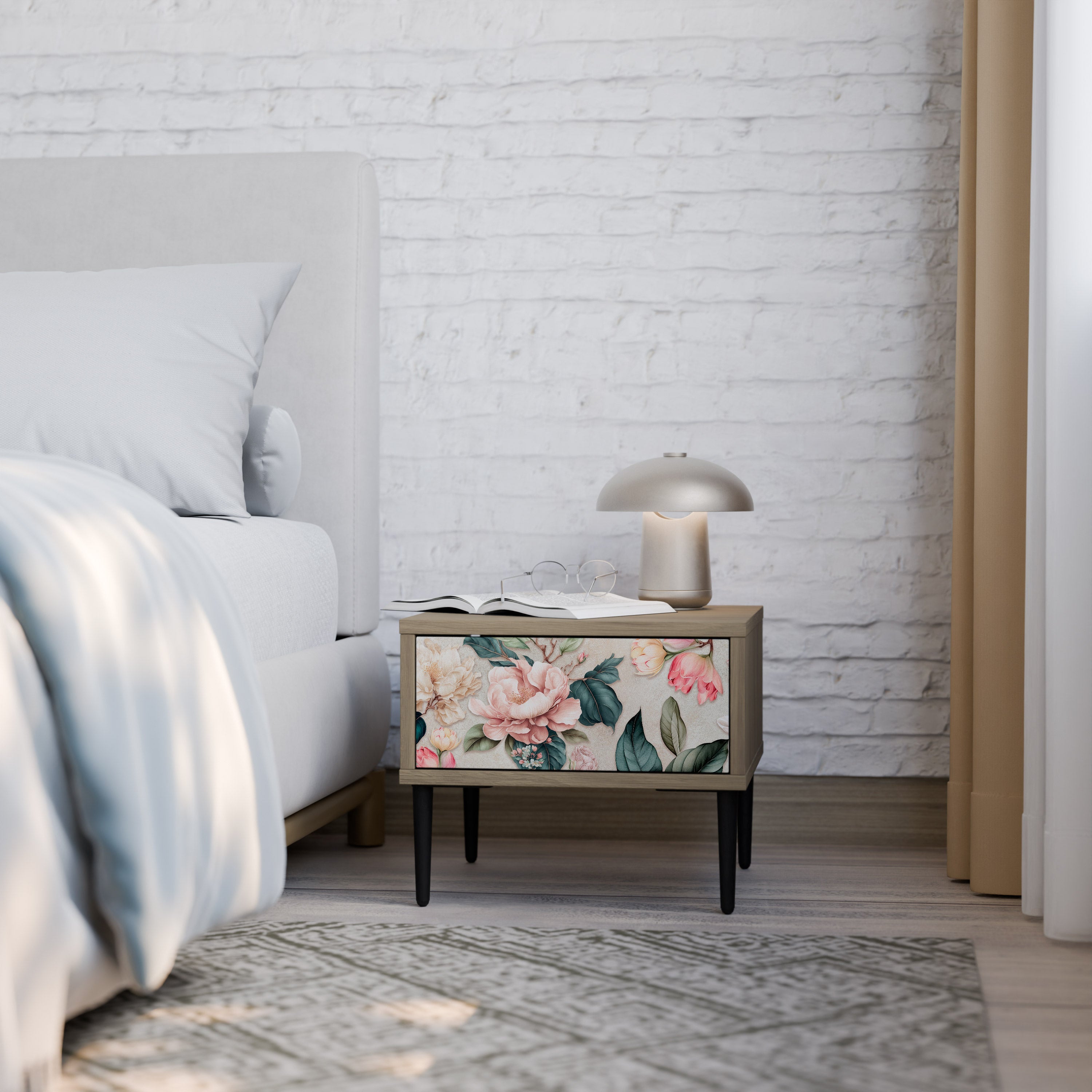 FLORAL GRACE Nachttisch in Eichenoptik