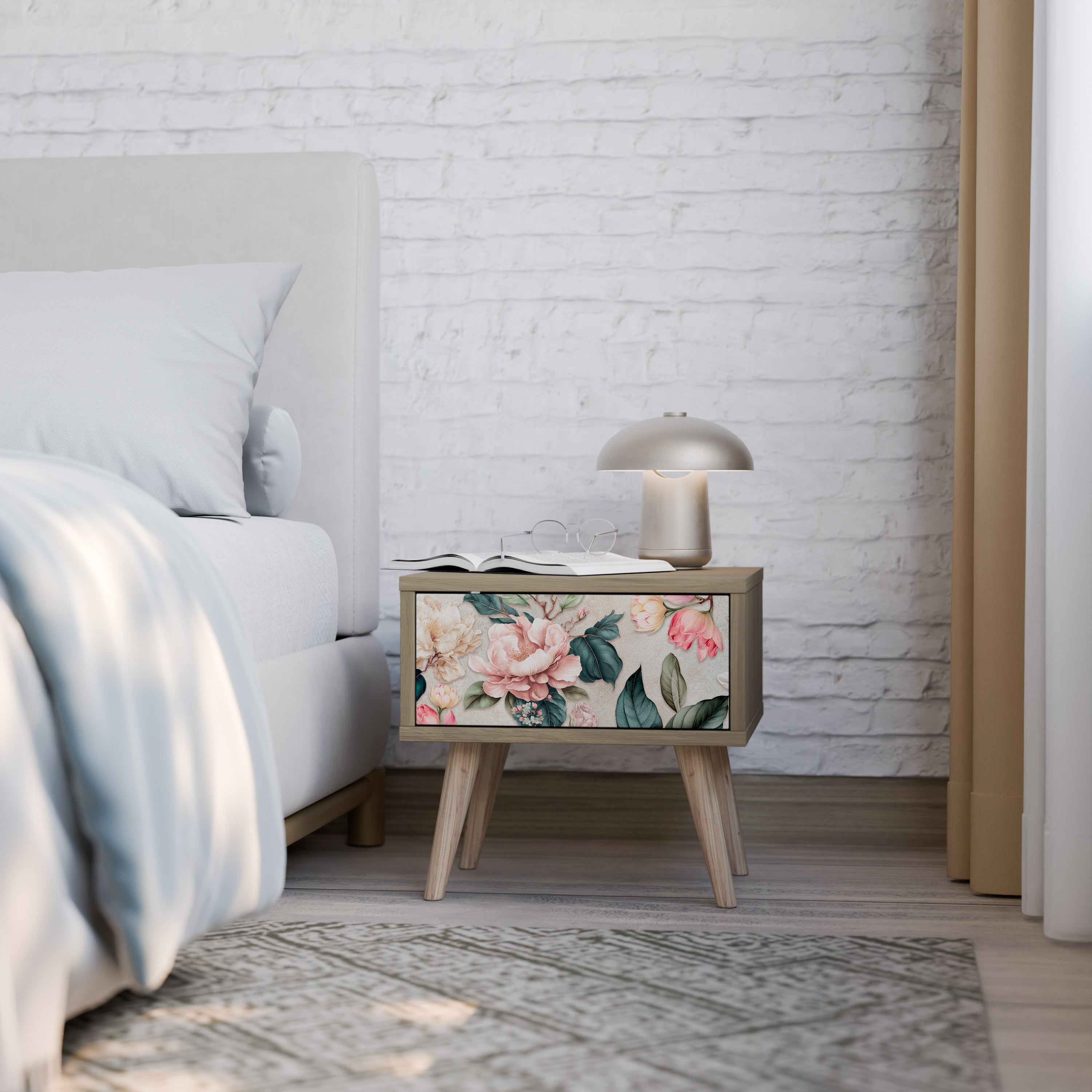 FLORAL GRACE Nachttisch in Eichenoptik