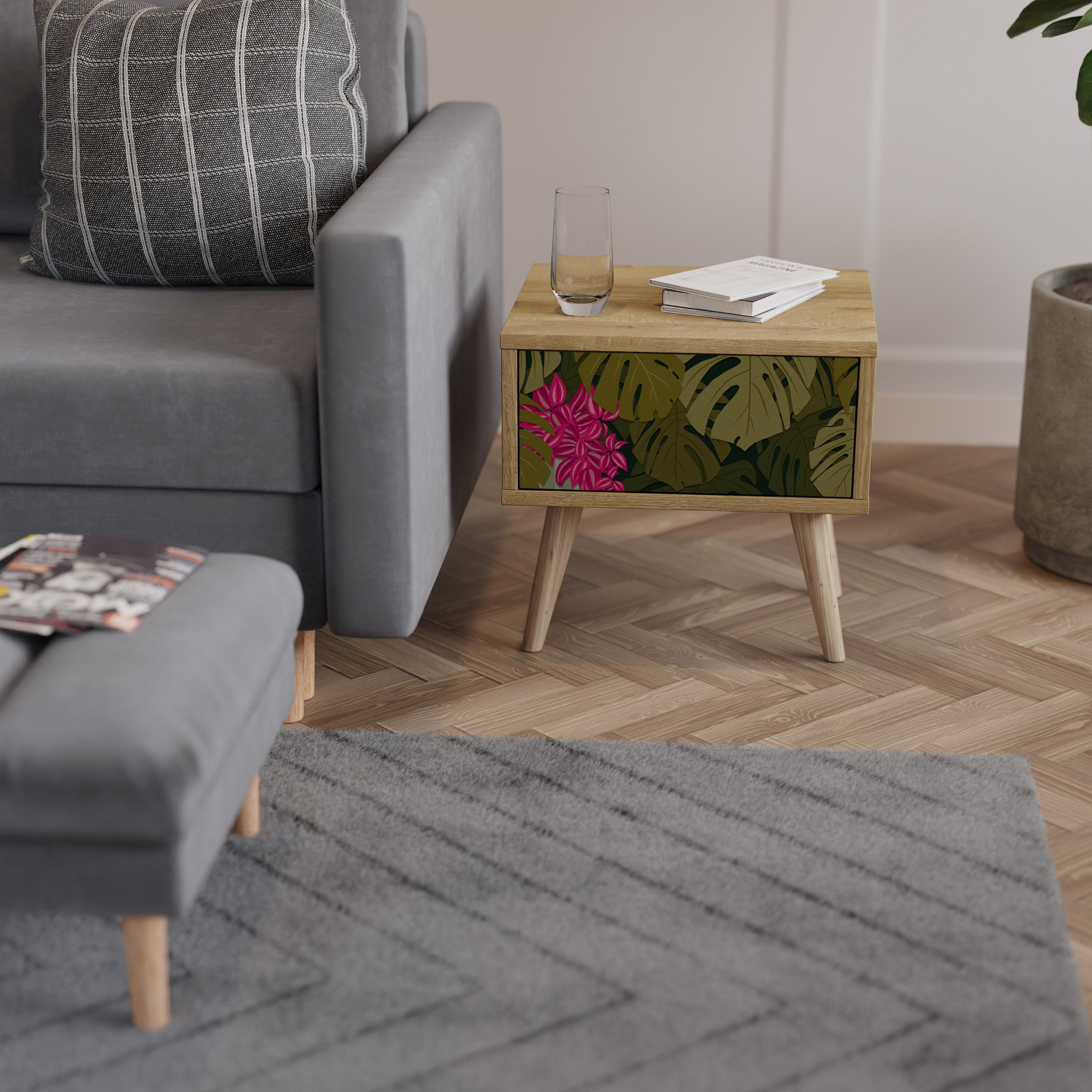 TROPICAL BEAUTY Nachttisch in Eichenoptik