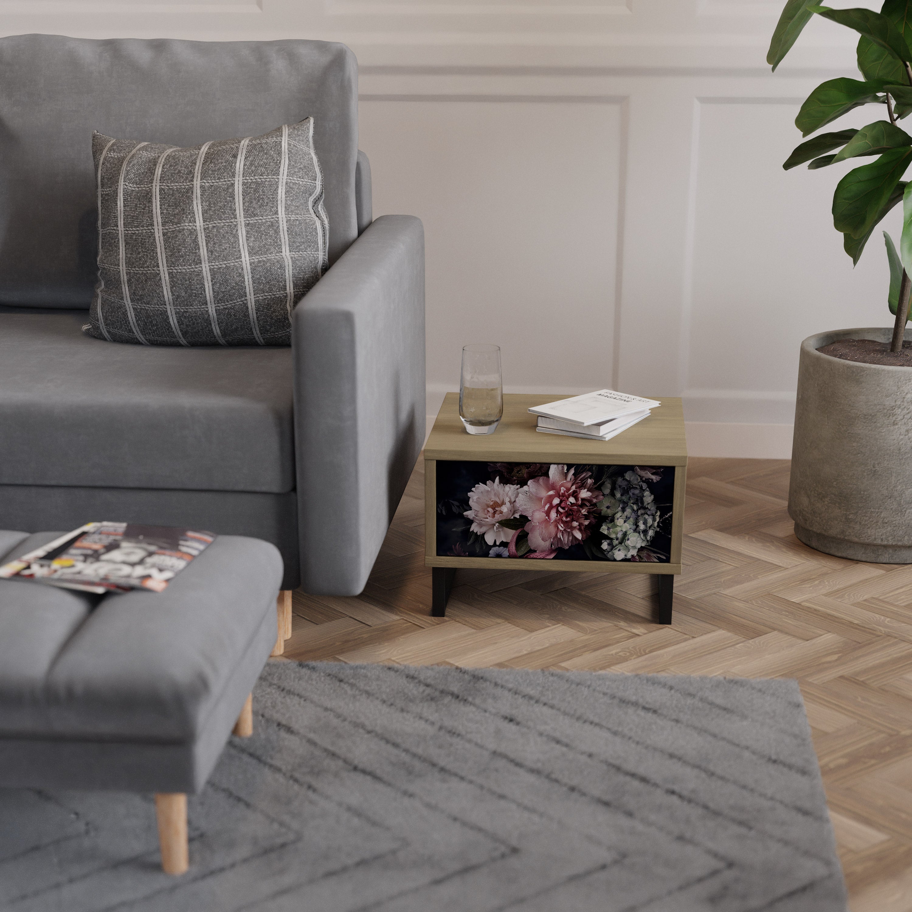 PURE BLOSSOM Nachttisch in Eichenoptik