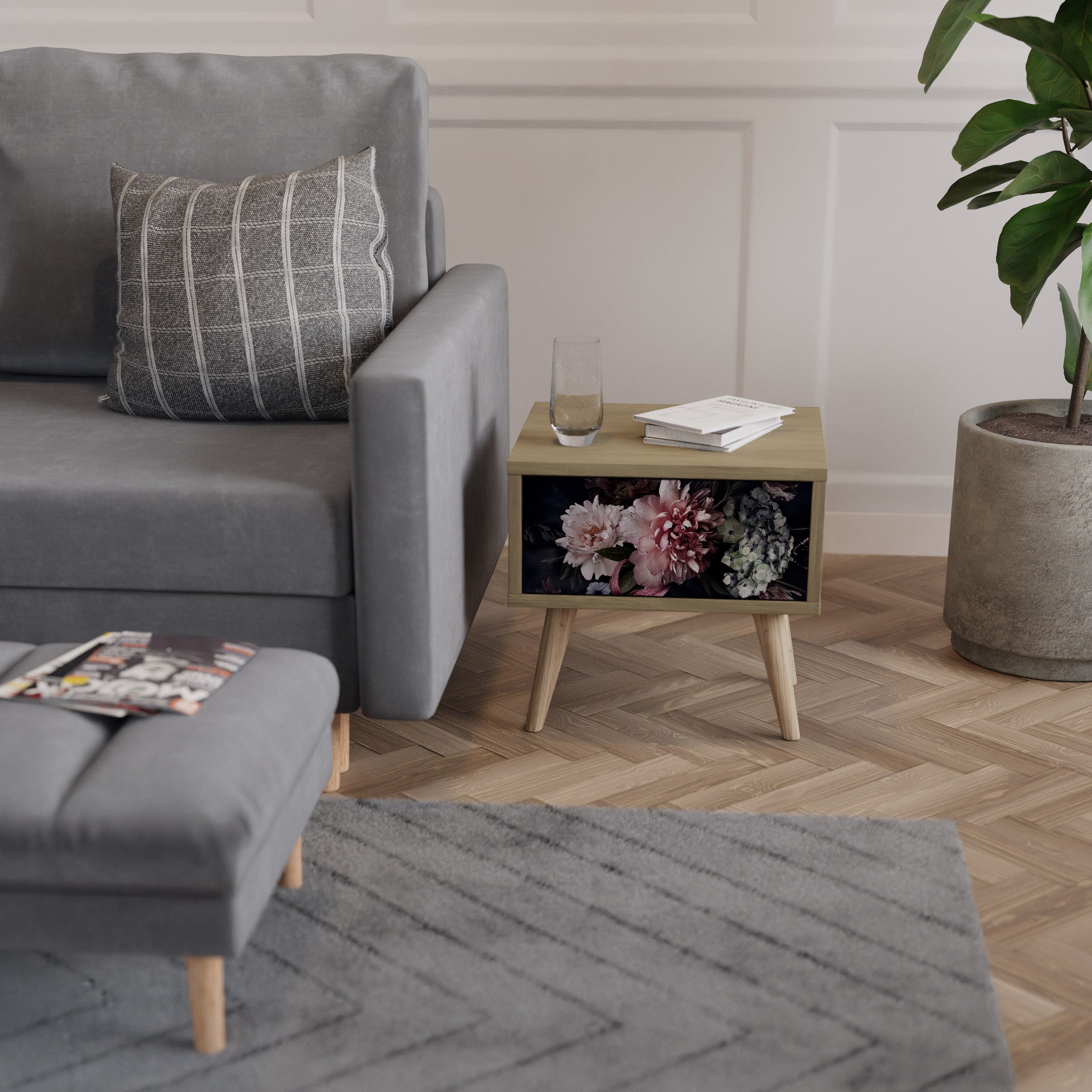 PURE BLOSSOM Nachttisch in Eichenoptik