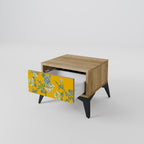 YELLOW CHINOISERIE Nightstand in Oak Effect