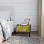 YELLOW CHINOISERIE Nightstand in Oak Effect