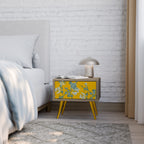 YELLOW CHINOISERIE Nightstand in Oak Effect