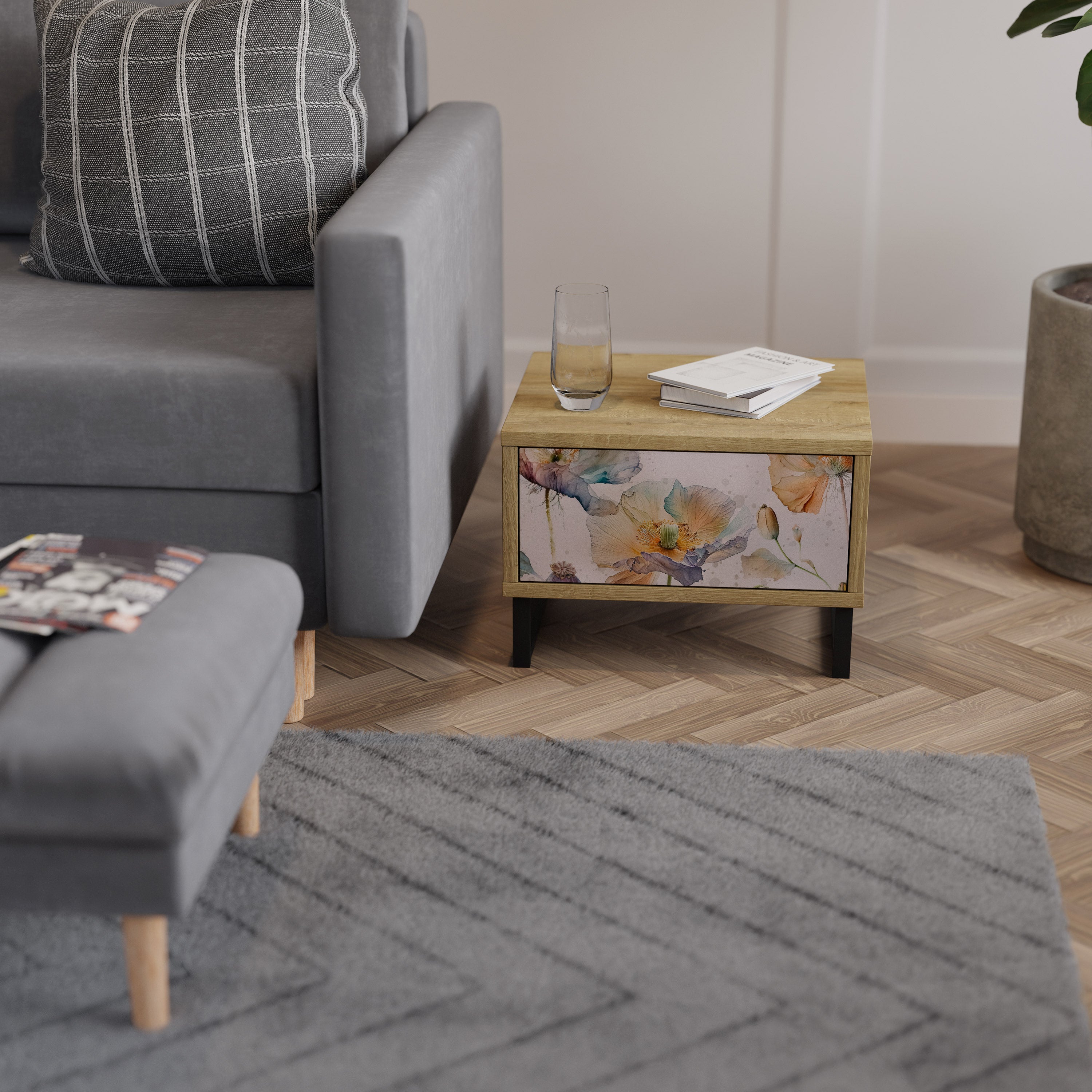 SOFTEN POPPY Nachttisch in Eichenoptik