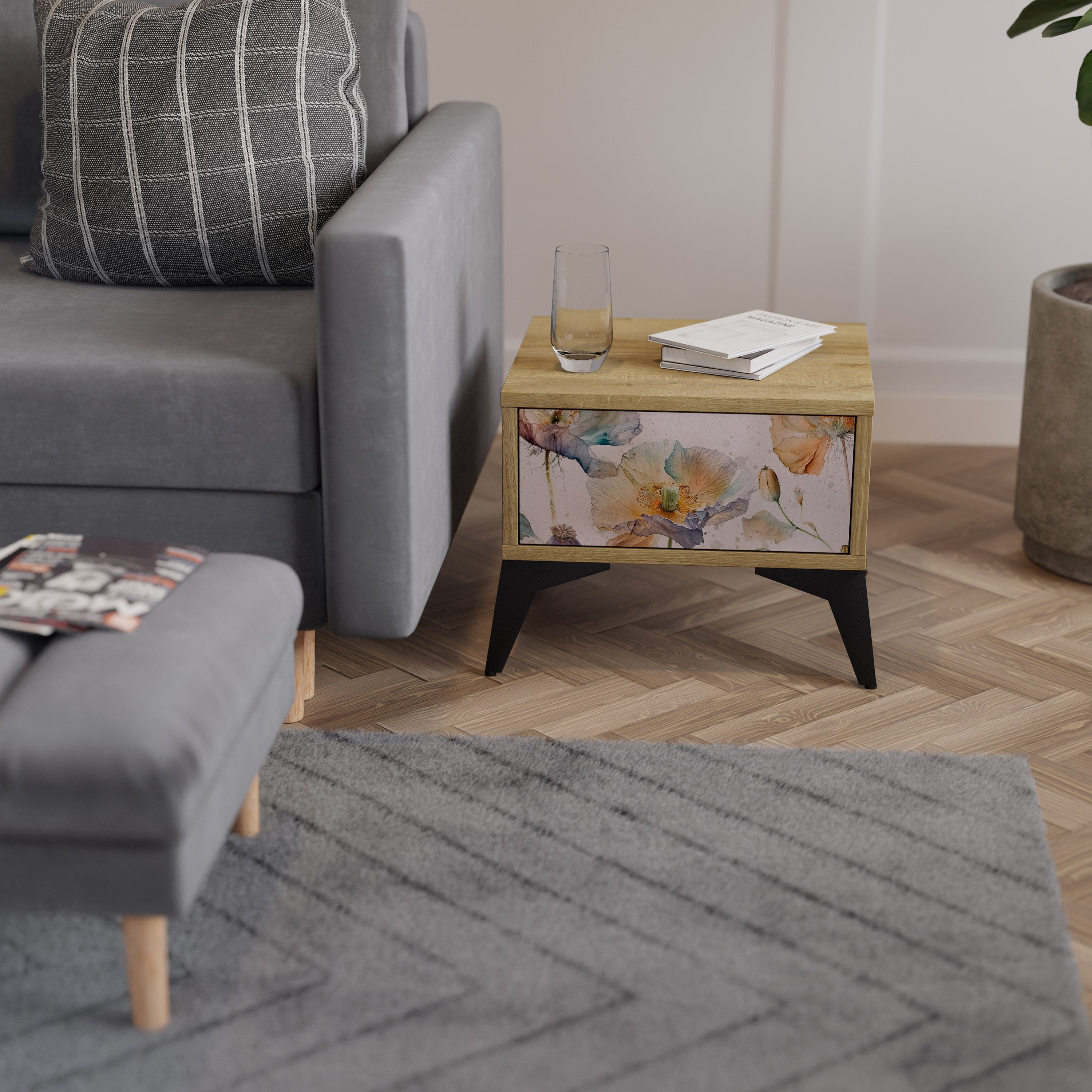 SOFTEN POPPY Nachttisch in Eichenoptik