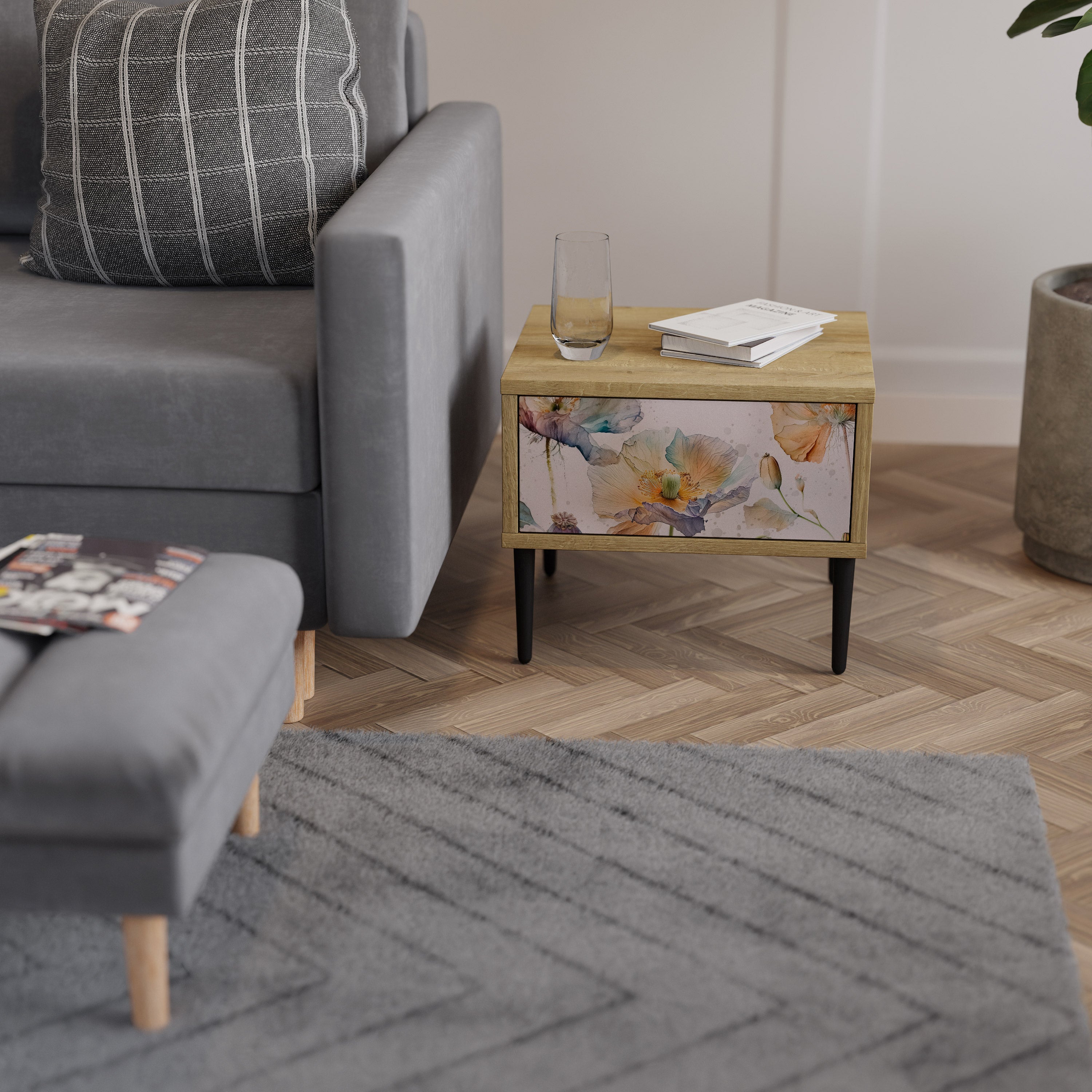 SOFTEN POPPY Nachttisch in Eichenoptik