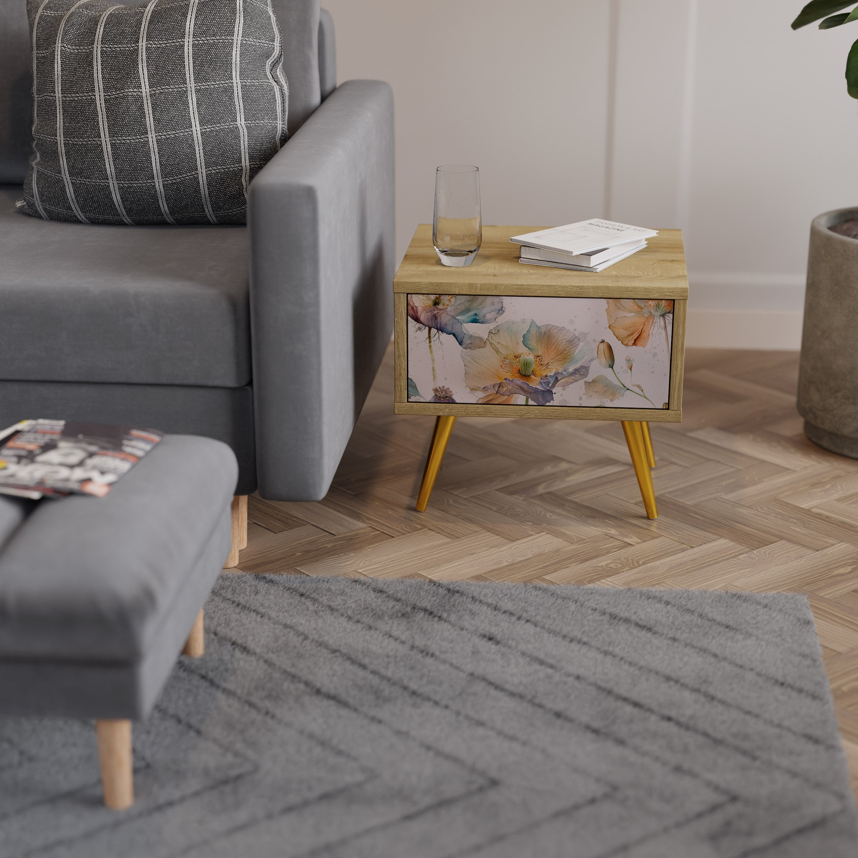 SOFTEN POPPY Nachttisch in Eichenoptik