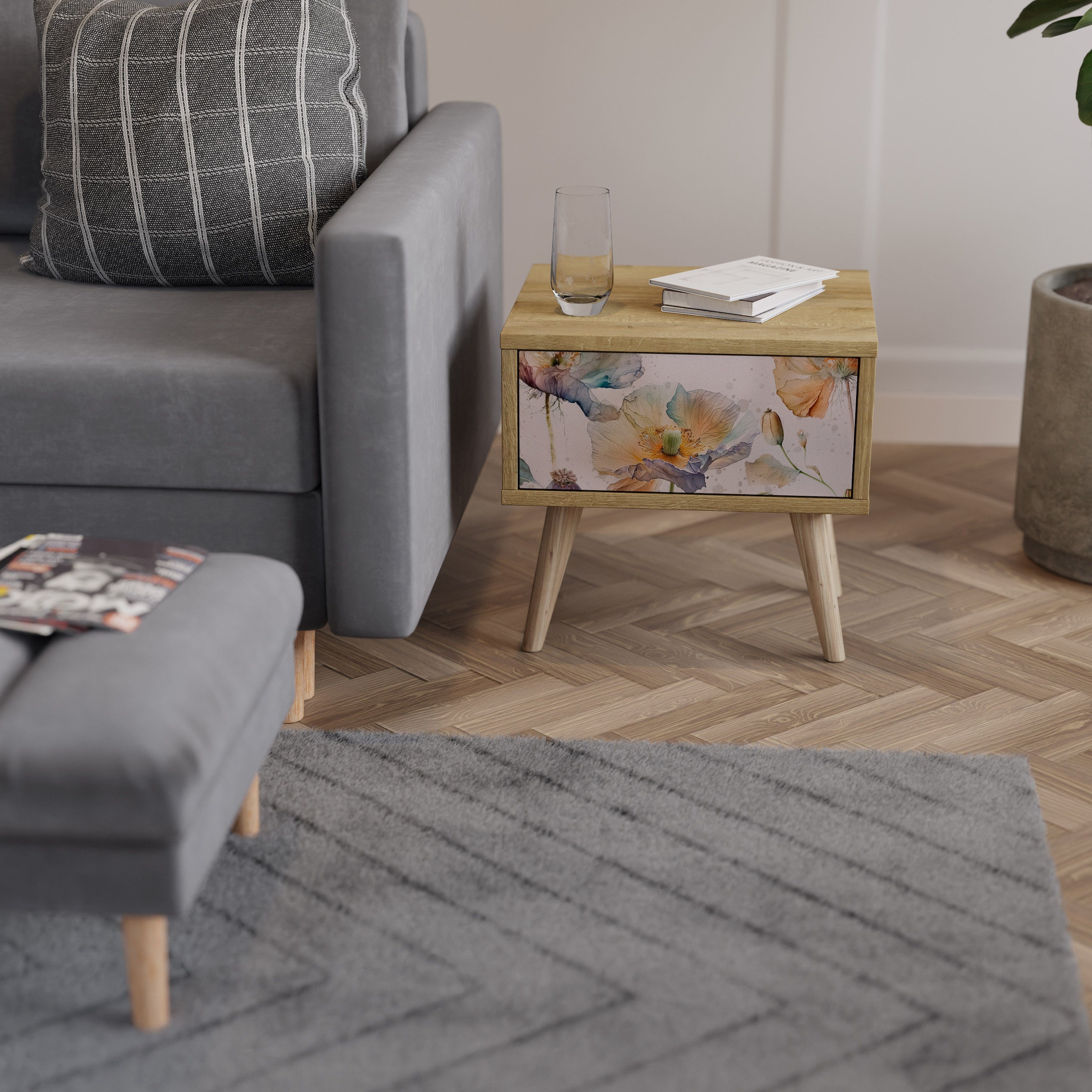 SOFTEN POPPY Nachttisch in Eichenoptik
