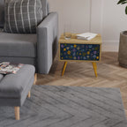 FLOWERS ON NAVY BLUE Nightstand in Oak Effect