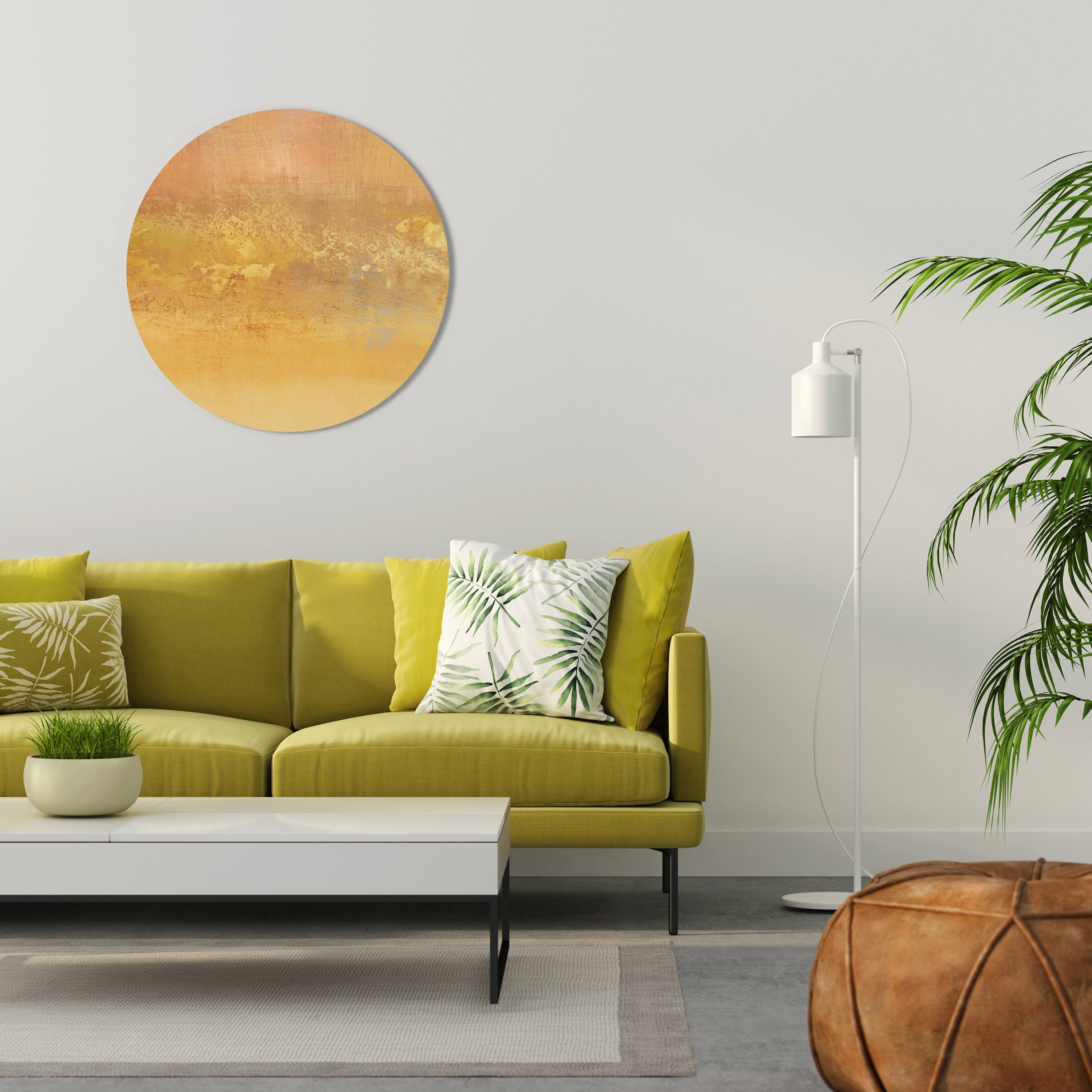 ORANGE IMPRESSION Runde Wandkunst