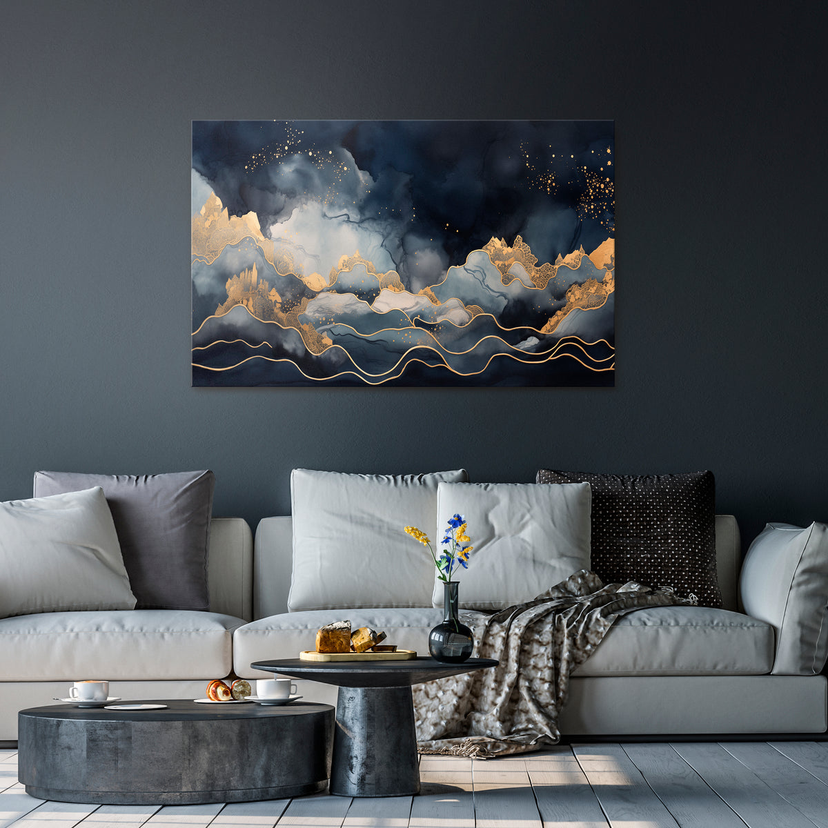 GOLDEN PEAK OF BLUE Horizontal Canvas Print