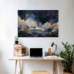 GOLDEN PEAK OF BLUE Selbstklebendes Horizontal-Poster