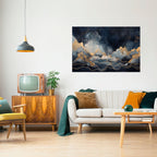 GOLDEN PEAK OF BLUE Selbstklebendes Horizontal-Poster