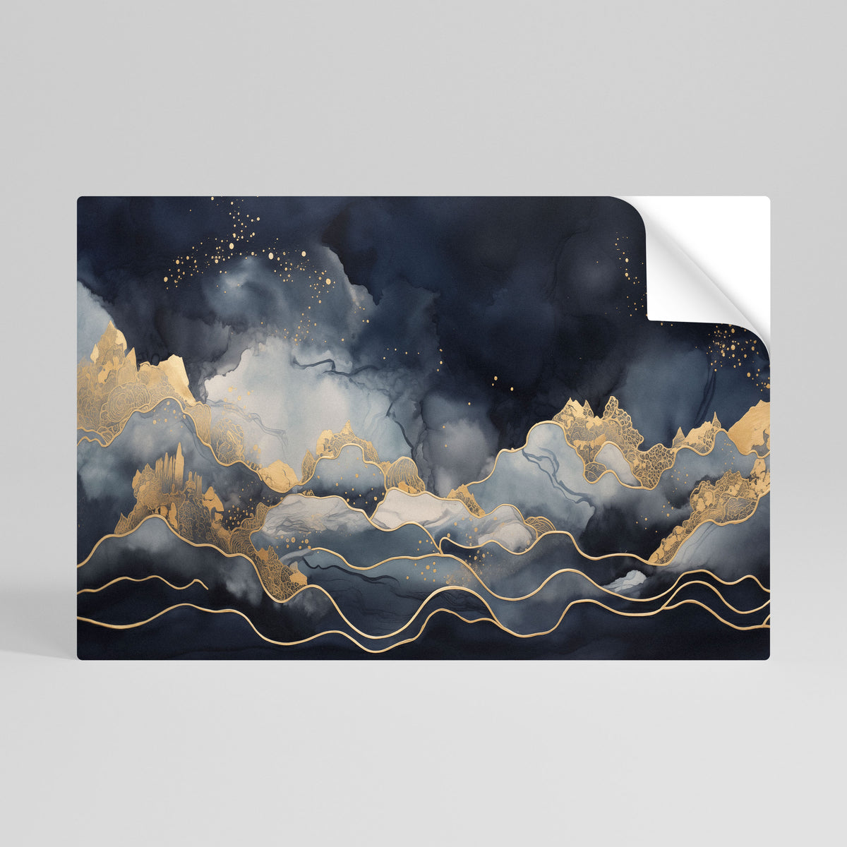 GOLDEN PEAK OF BLUE Selbstklebendes Horizontal-Poster