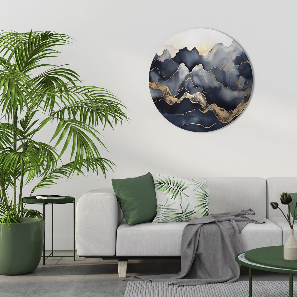 GOLDEN ALPINE BLISS Runde Wandkunst