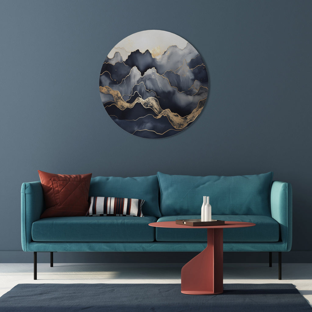 GOLDEN ALPINE BLISS Runde Wandkunst