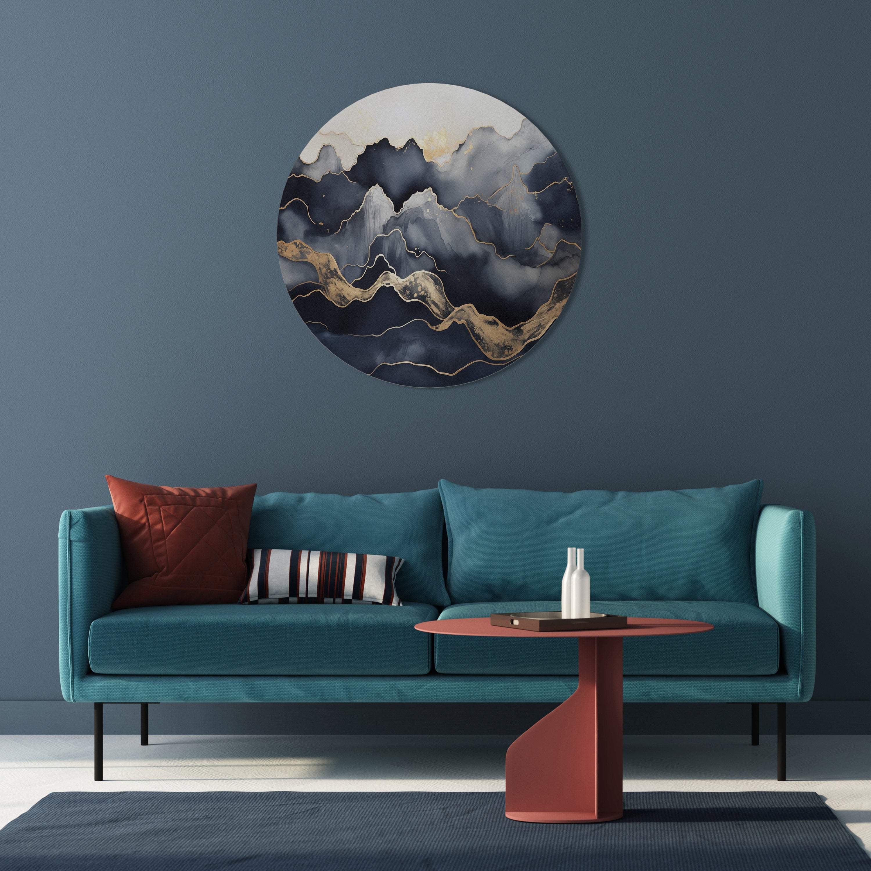 GOLDEN ALPINE BLISS Runde Wandkunst