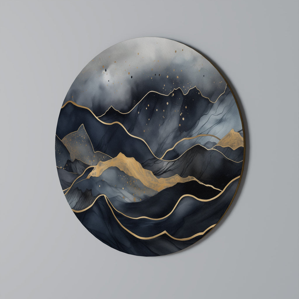 GOLDEN SUMMIT SERENITY Runde Wandkunst