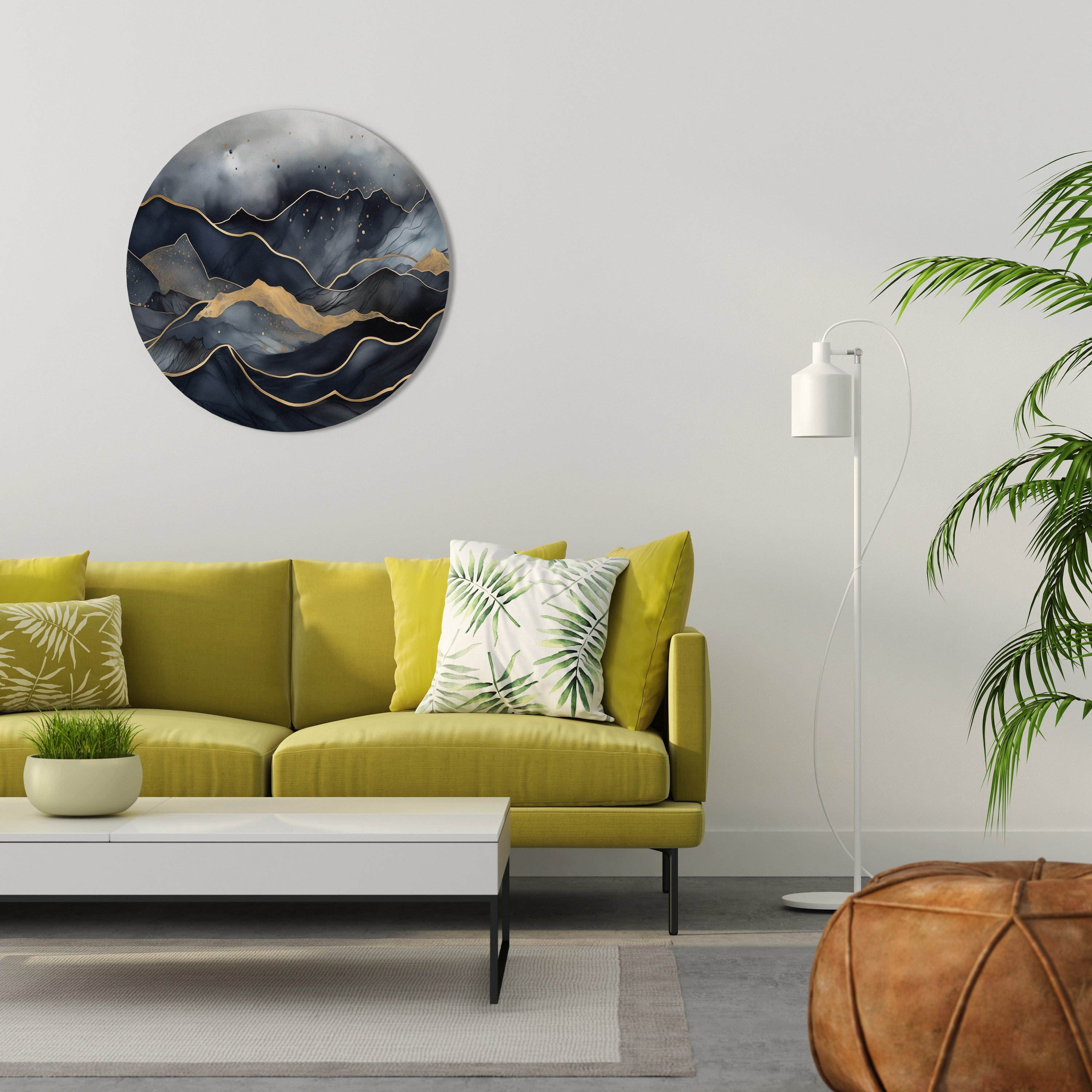 GOLDEN SUMMIT SERENITY Runde Wandkunst