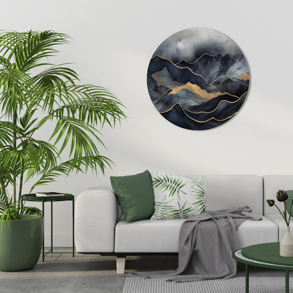 GOLDEN SUMMIT SERENITY Runde Wandkunst