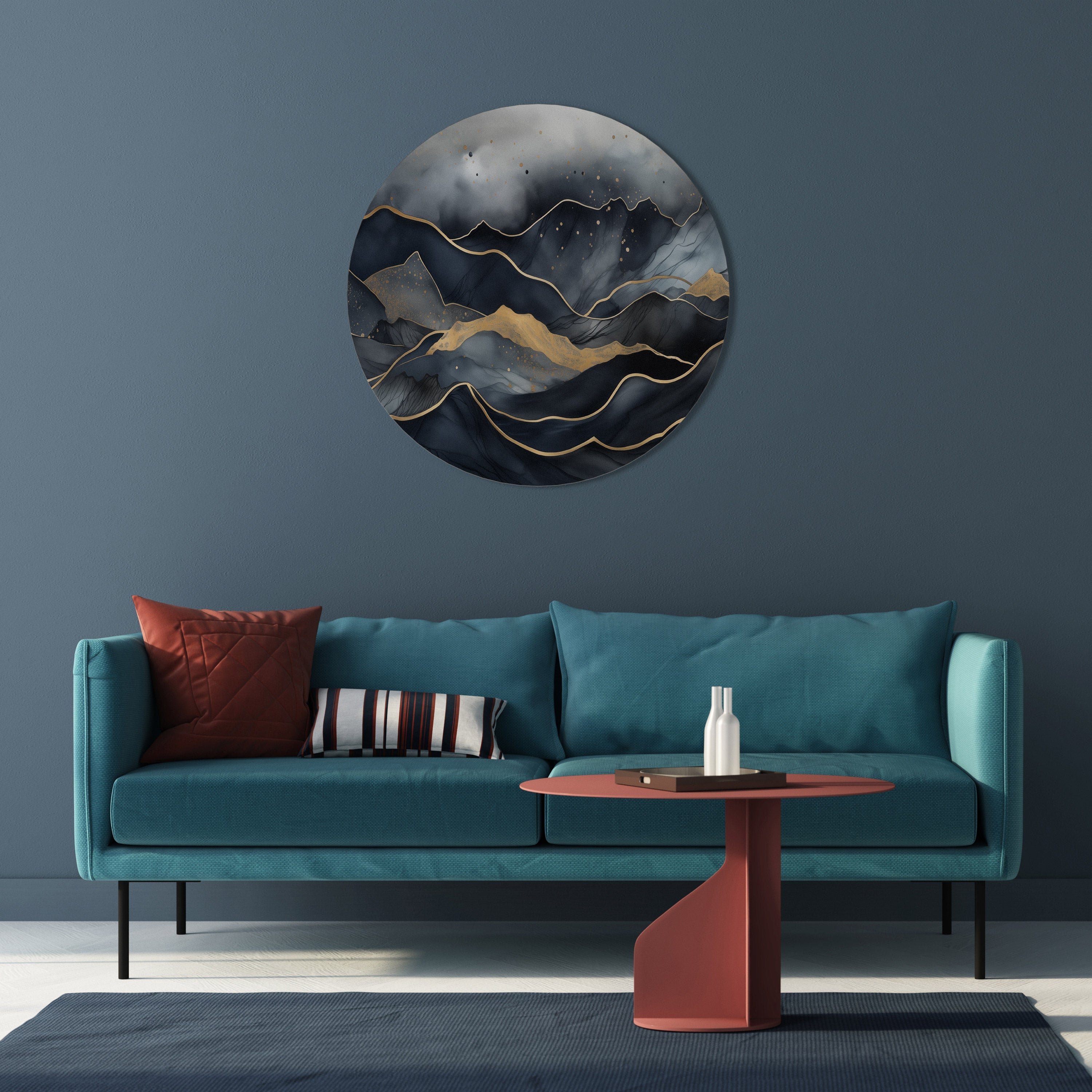 GOLDEN SUMMIT SERENITY Runde Wandkunst