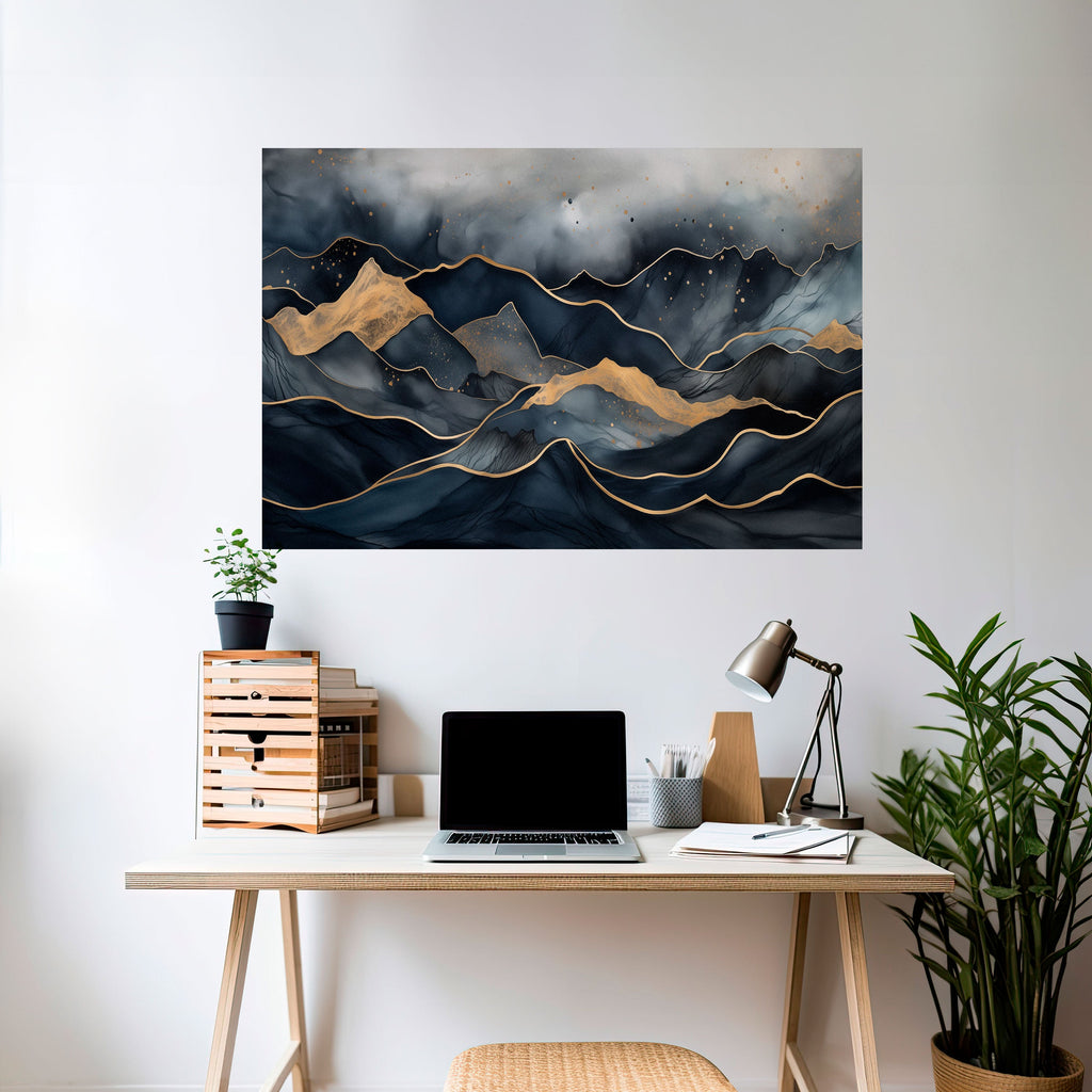 GOLDEN SUMMIT SERENITY Horizontales Poster zum Abziehen und Aufkleben