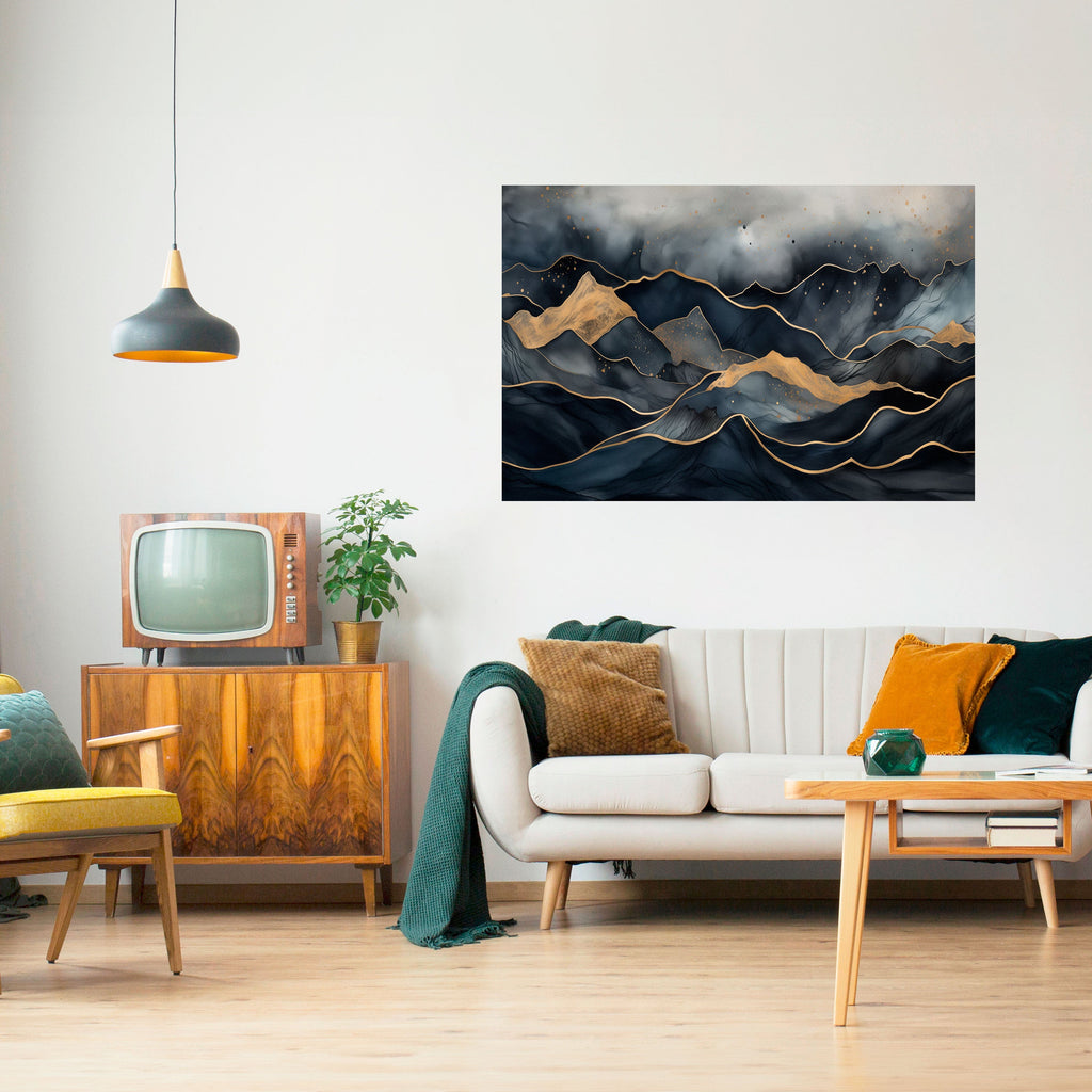 GOLDEN SUMMIT SERENITY Horizontales Poster zum Abziehen und Aufkleben
