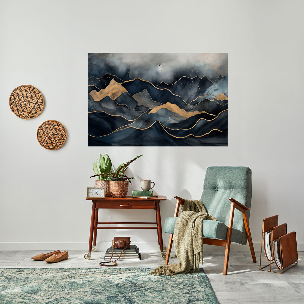 GOLDEN SUMMIT SERENITY Horizontales Poster zum Abziehen und Aufkleben