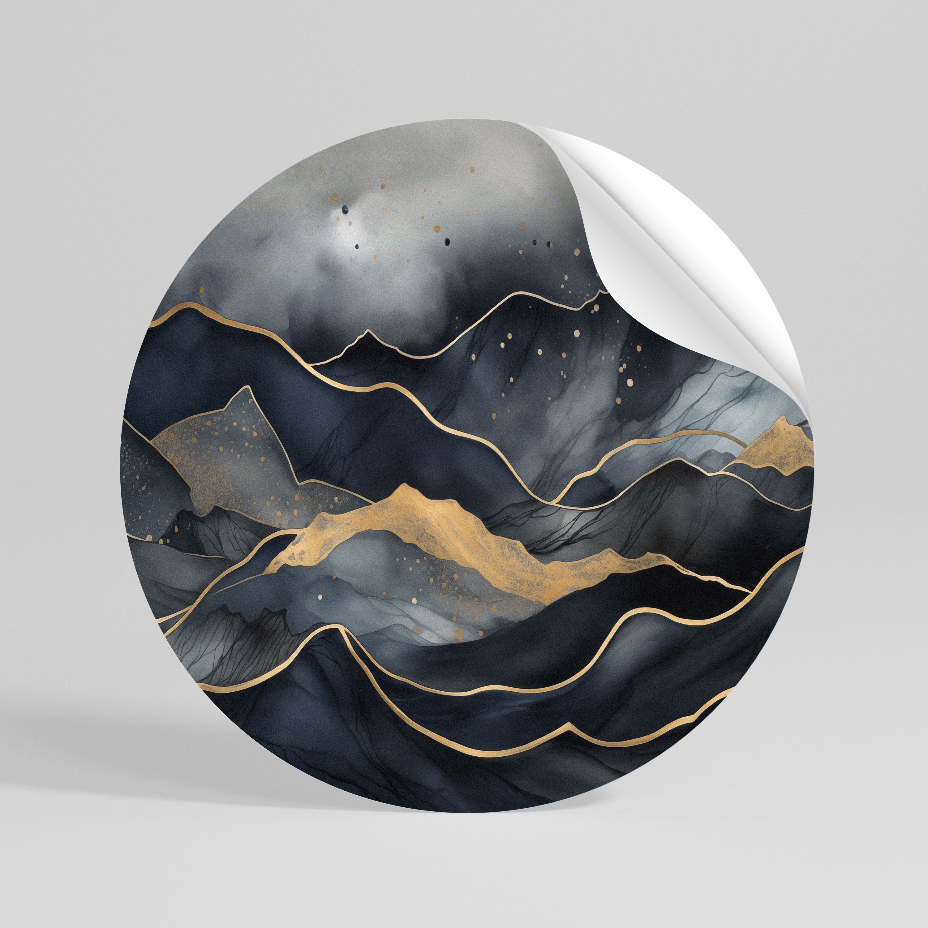 GOLDEN SUMMIT SERENITY Runder Wandsticker zum Abziehen und Aufkleben