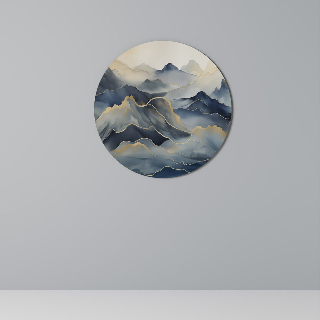 GOLDEN MOUNTAIN FOG Runde Wandkunst